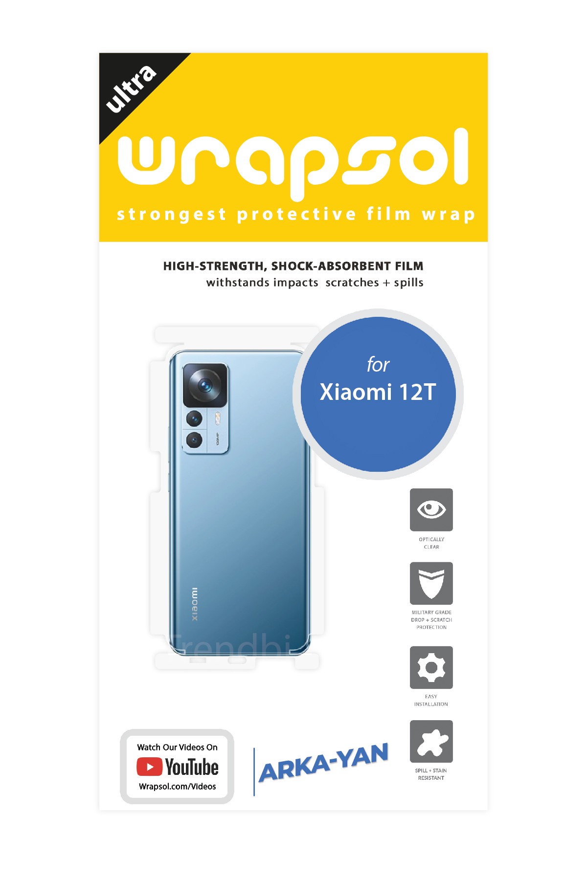 Xiaomi 12T - Arka/Yan Koruyucu Parlak Şeffaf Poliüretan Film (150 micron)