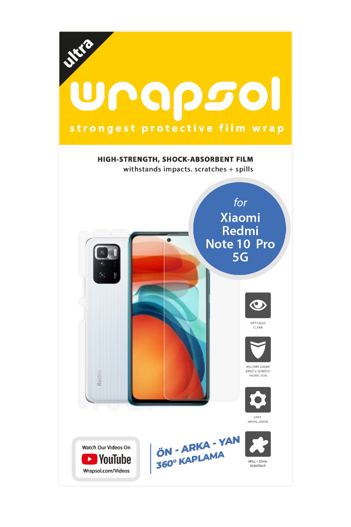 Xiaomi Redmi Note 10 Pro 5G - Fullbody Koruyucu Parlak Şeffaf Poliüretan Film (150 micron)