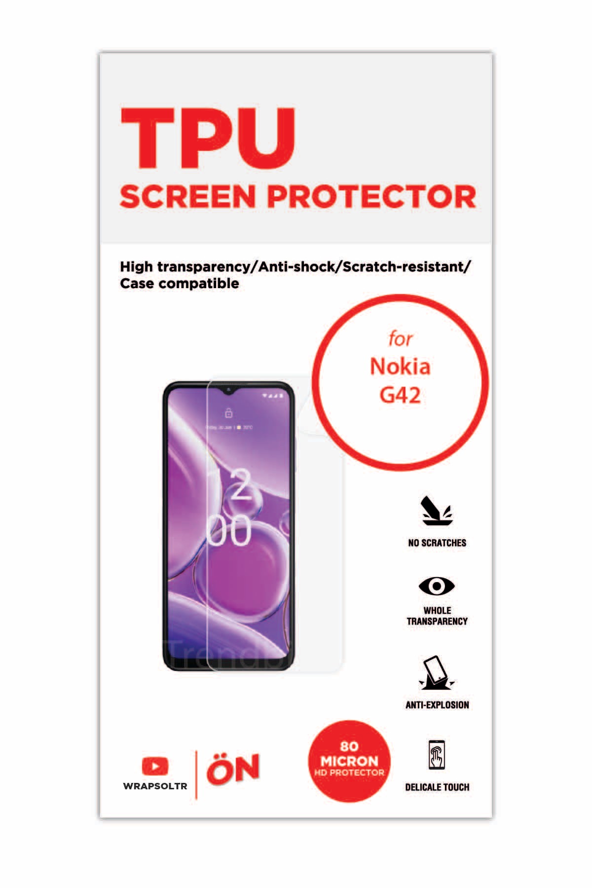 Nokia G42 - Ekran Koruyucu Parlak Şeffaf TPU Film (80 micron)