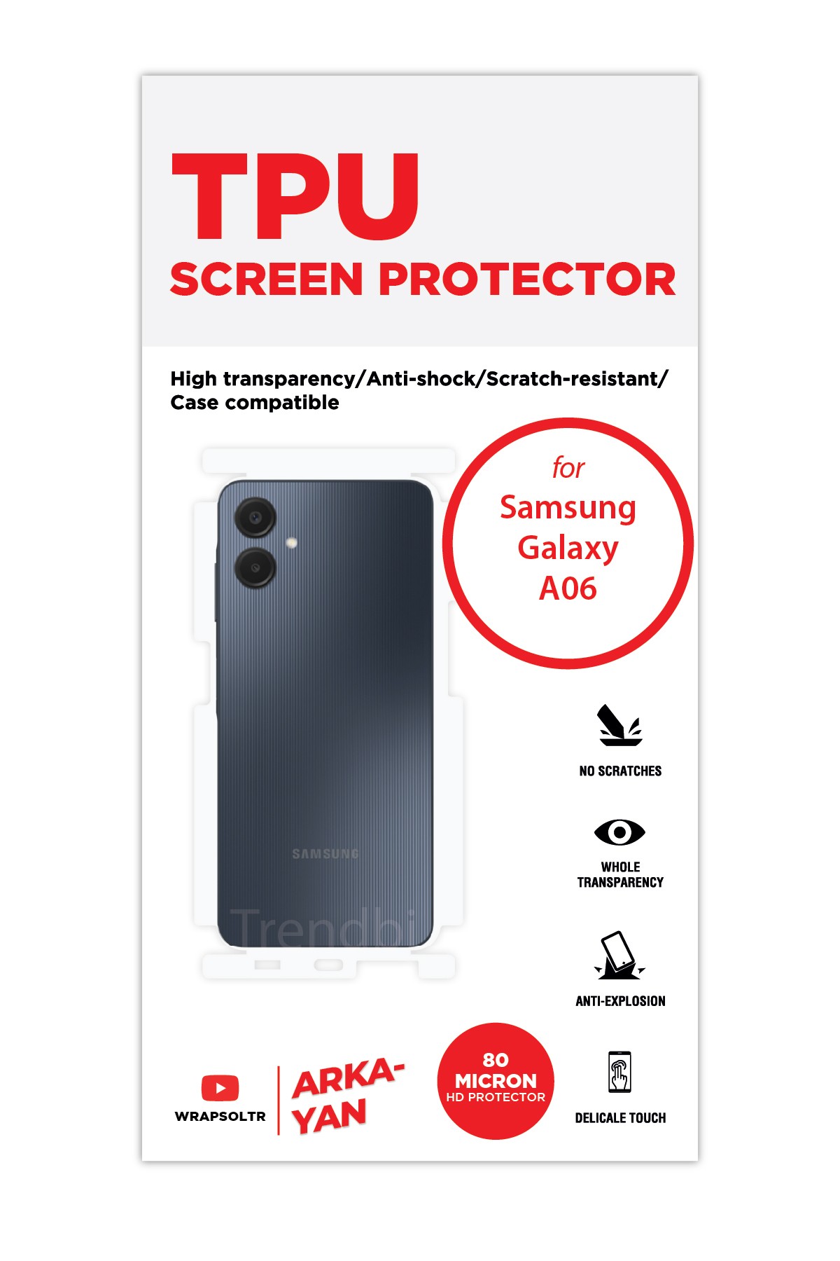 Samsung Galaxy a06 - Arka/Yan Koruyucu Parlak Şeffaf TPU Film (80 micron)