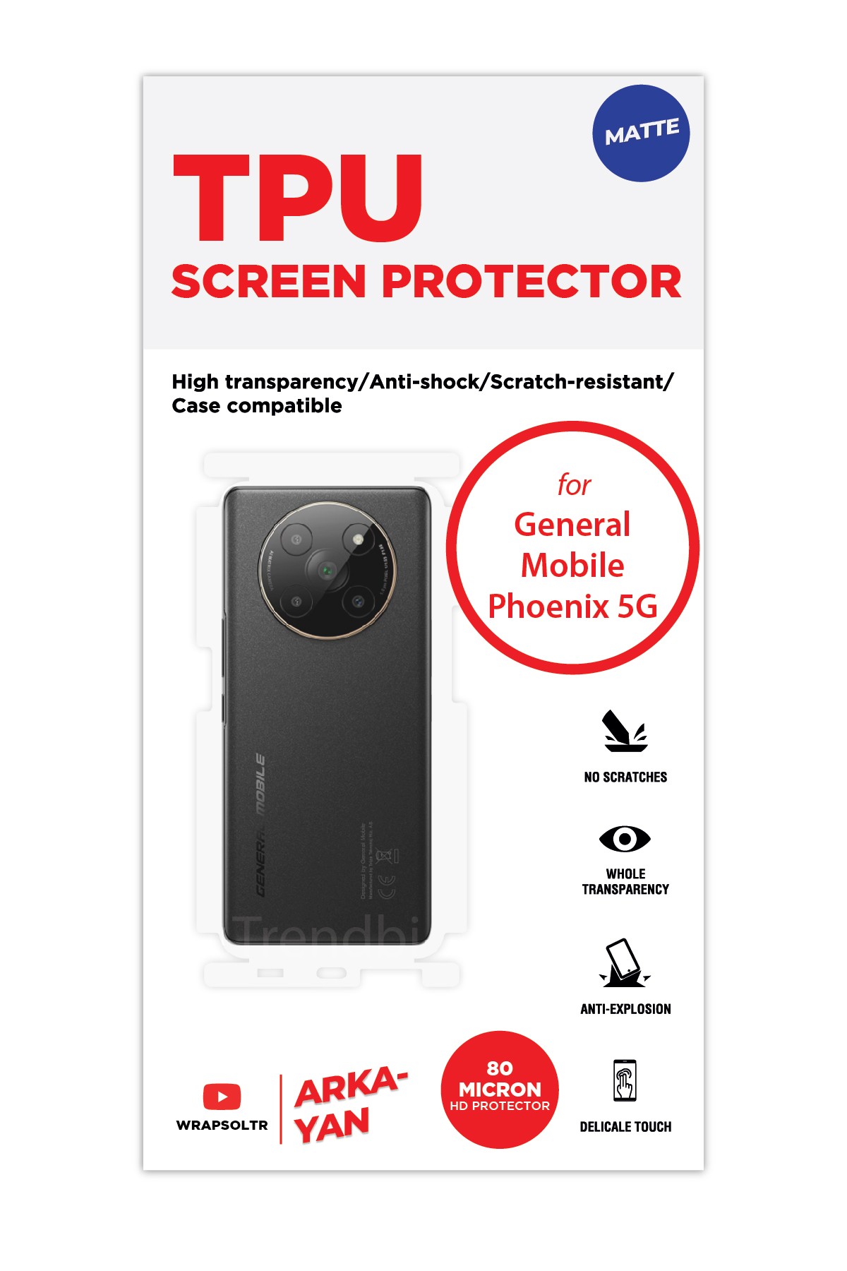 General Mobile Phoenix 5G - Arka/Yan Koruyucu Mat TPU Film (80 micron)