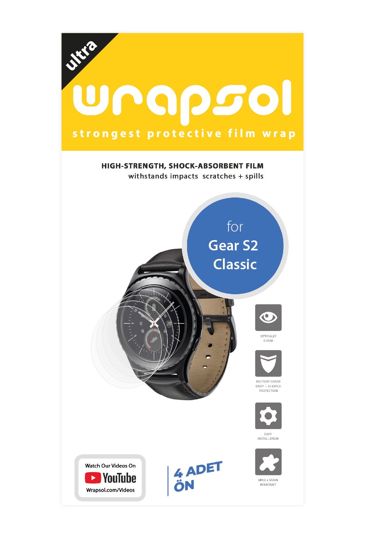 Samsung Gear S2 Classic - Ekran Koruyucu Parlak Şeffaf Poliüretan Film (150 mikron)
