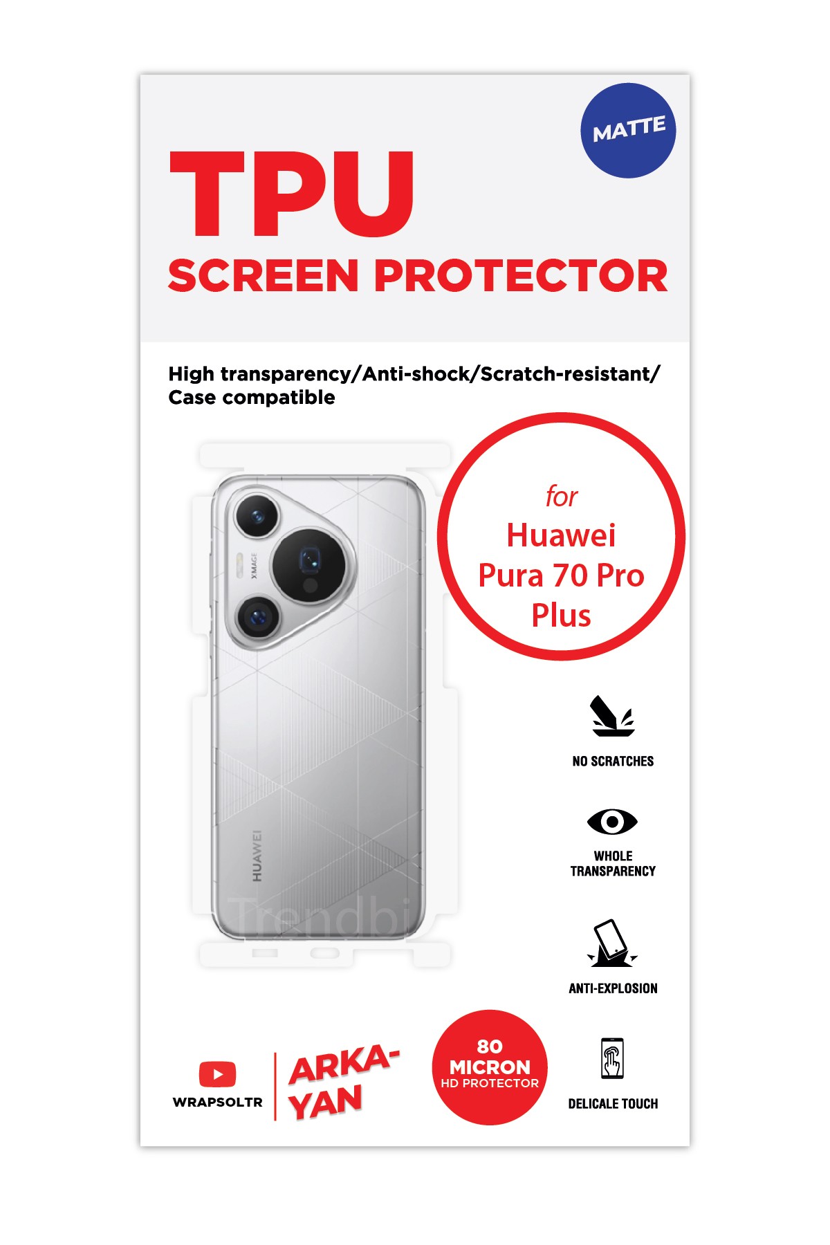 Huawei Pura 70 Pro Plus - Arka/Yan Koruyucu Mat TPU Film (80 micron)