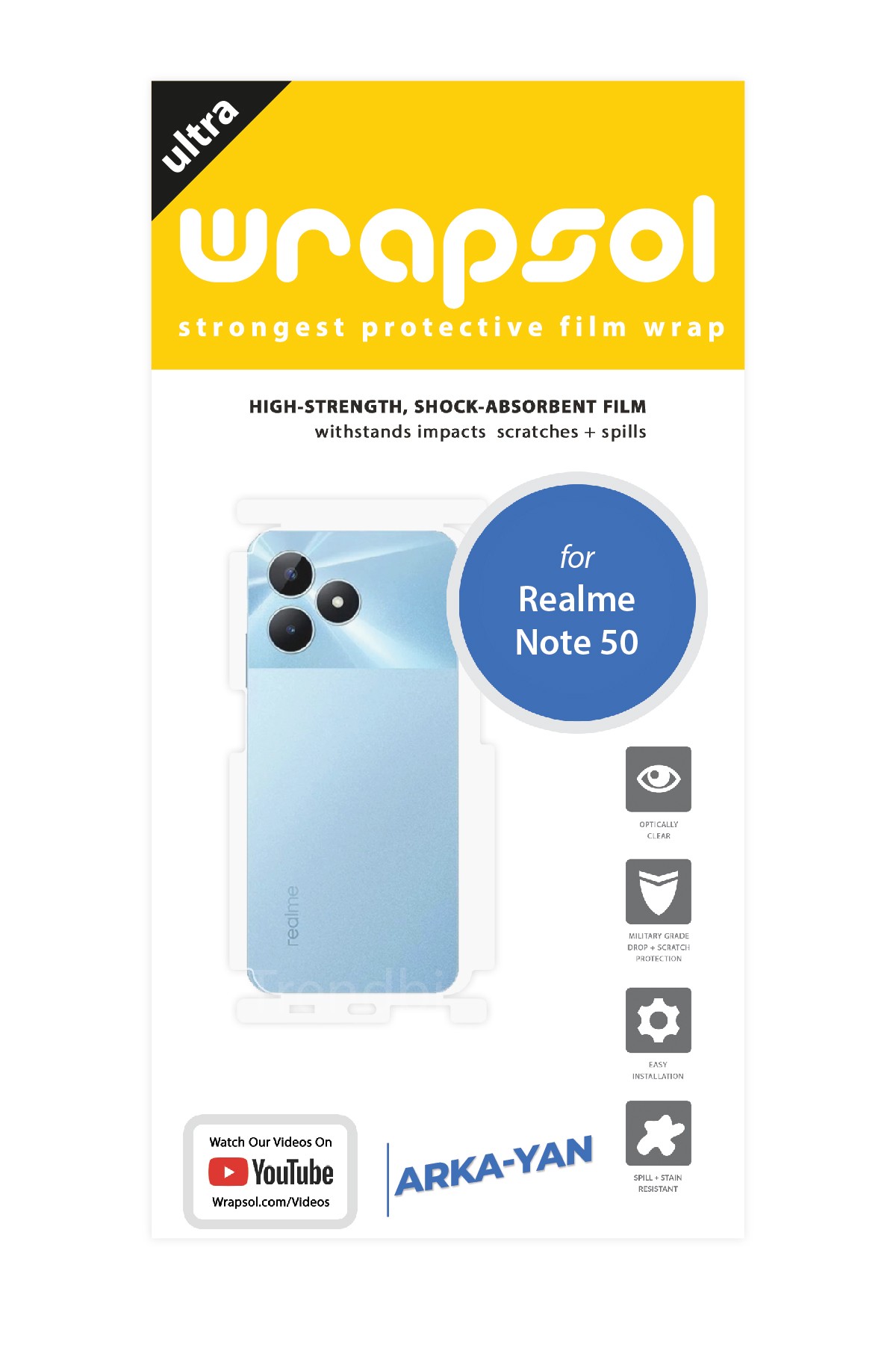 Realme Note 50 - Arka/Yan Koruyucu Parlak Şeffaf Poliüretan Film (150 micron)