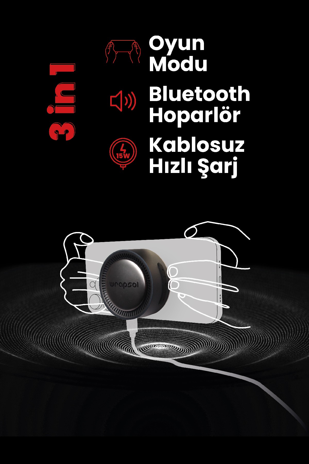 Magsafe Speaker Hoparlör / Kablosuz Hizli Sarj - Darkblue