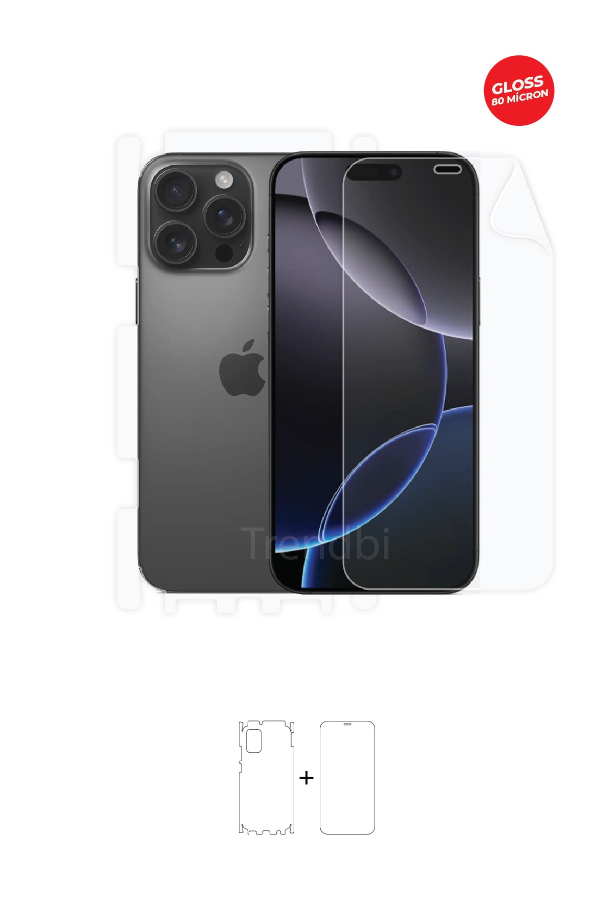 iPhone 16 Pro Max - Fullbody Koruyucu Parlak Şeffaf TPU Film (80 micron)