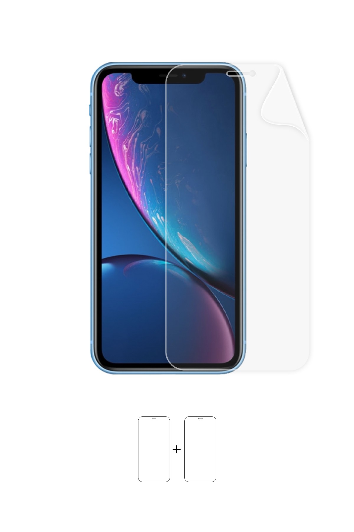 iPhone XR - Ekran Koruyucu Parlak Şeffaf Poliüretan Film (150 mikron)