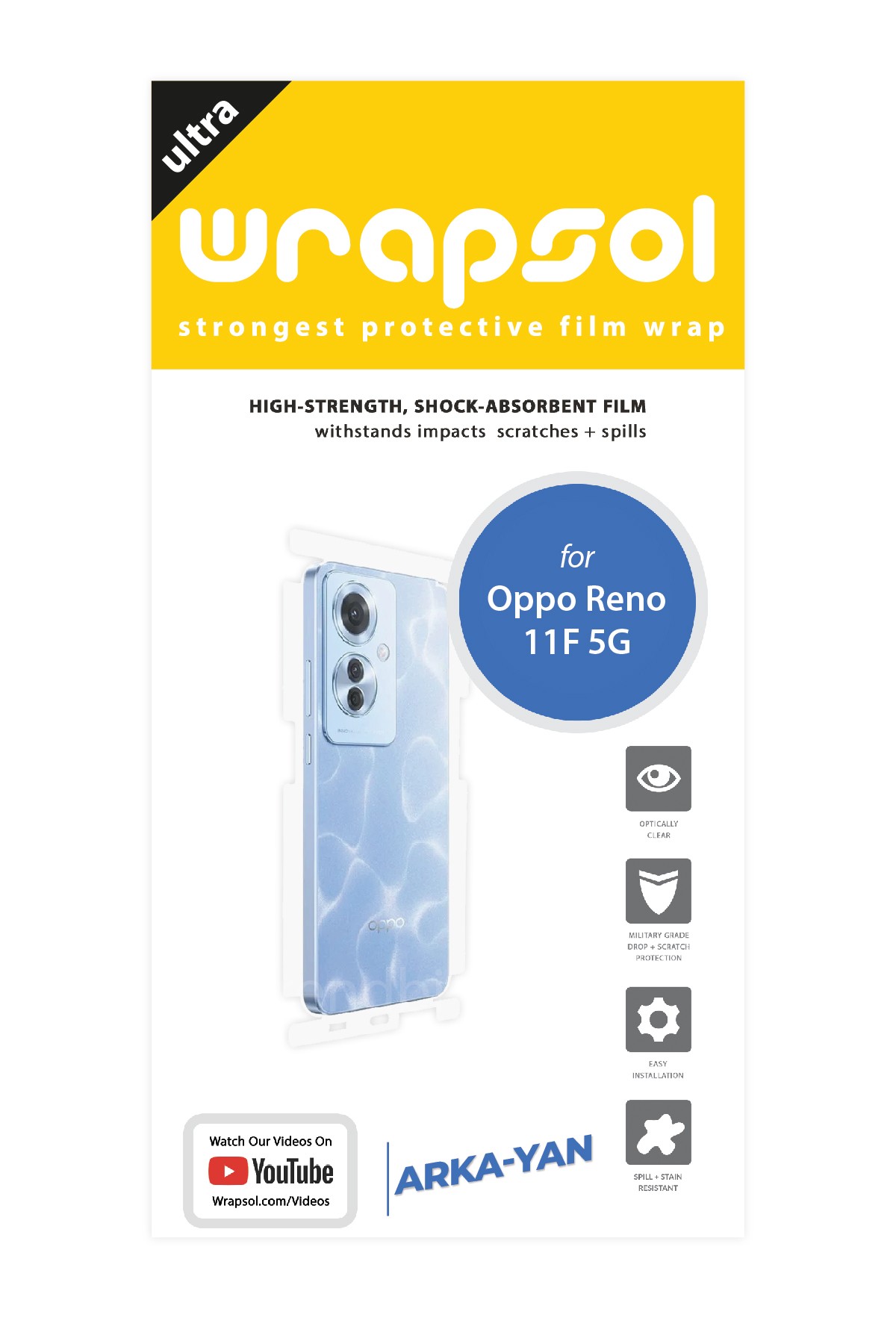 Oppo Reno 11F 5G - Arka/Yan Koruyucu Parlak Şeffaf Poliüretan Film (150 micron)
