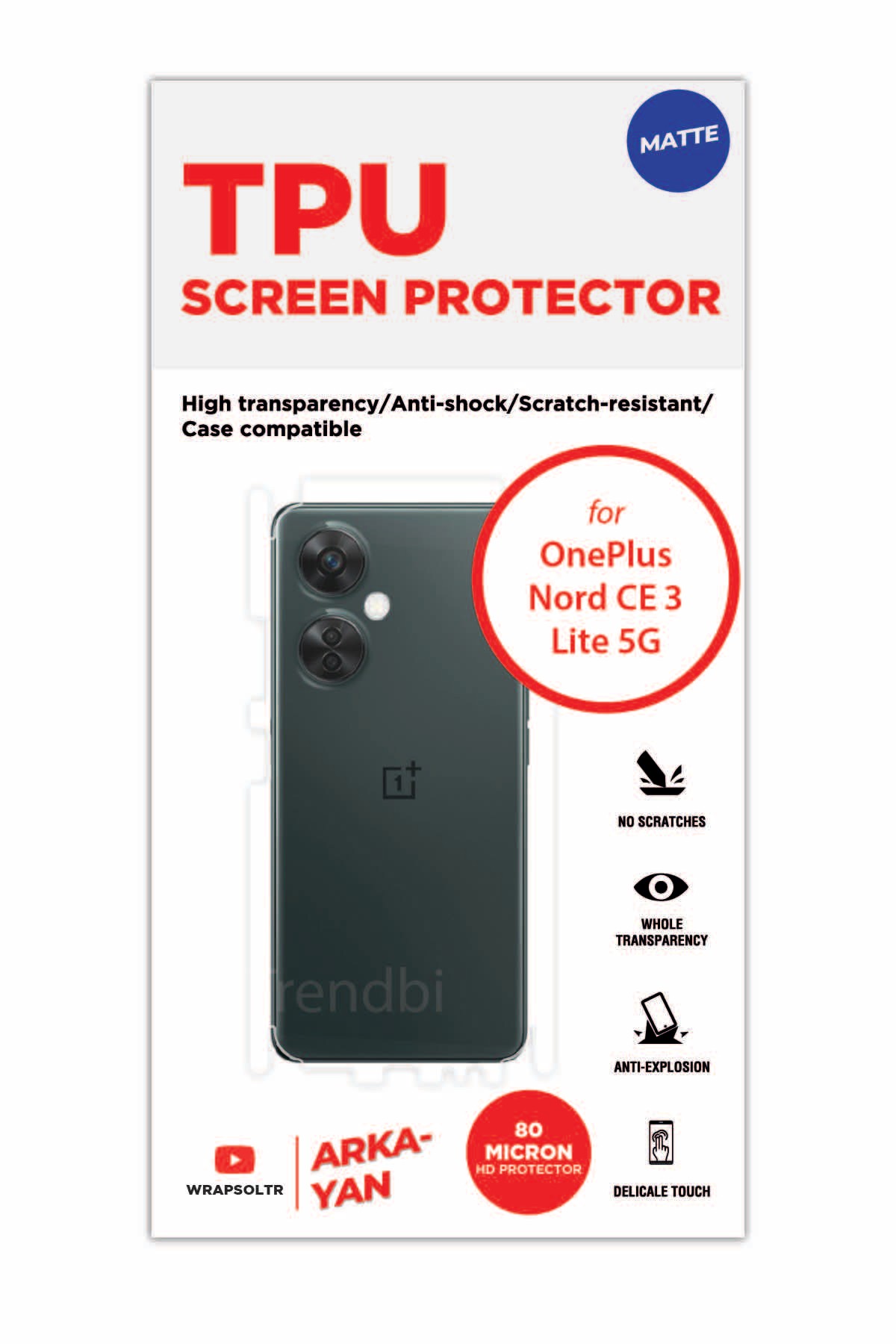 Oneplus Nord CE 3 Lite 5G - Arka/Yan Koruyucu Mat TPU Film (80 micron)