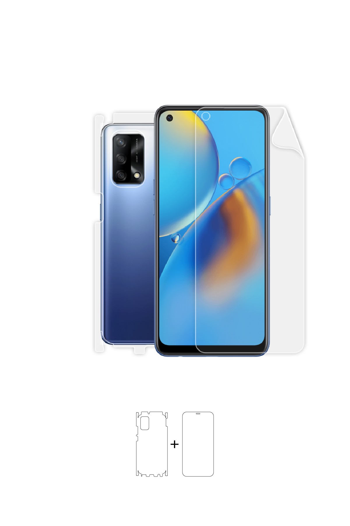 Oppo A74 - Fullbody Koruyucu Parlak Şeffaf Poliüretan Film (150 micron)