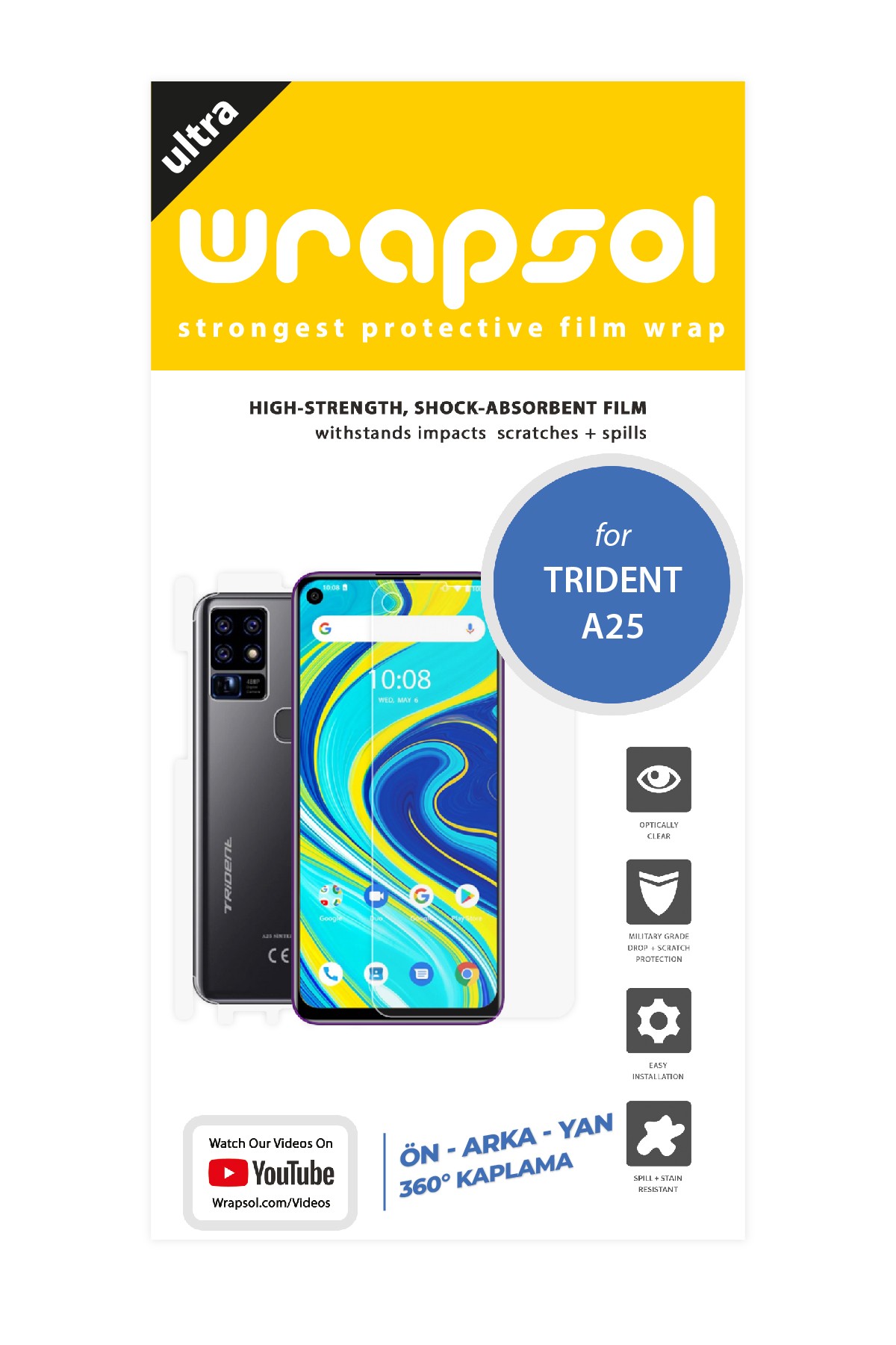 Trident A25 - Fullbody Koruyucu Parlak Şeffaf Poliüretan Film (150 micron)