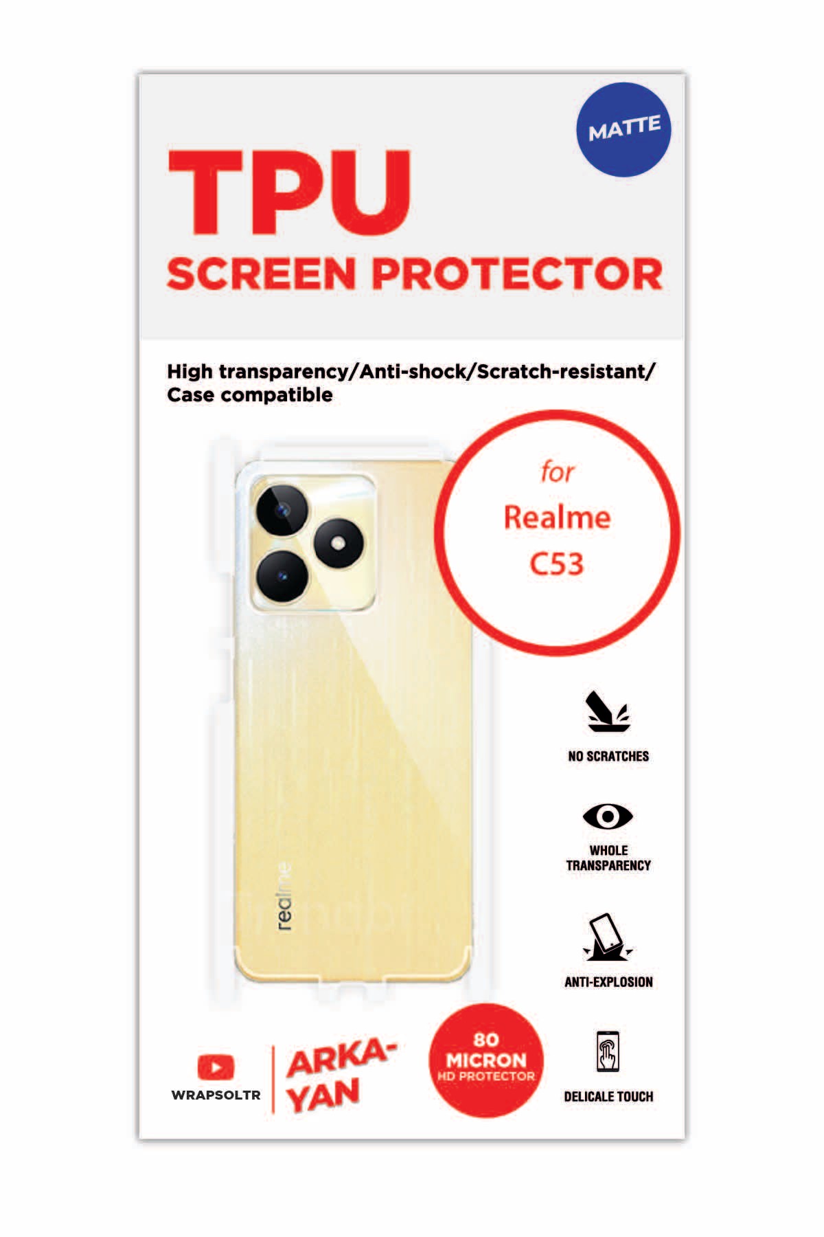 Realme C53 - Arka/Yan Koruyucu Mat TPU Film (80 micron)