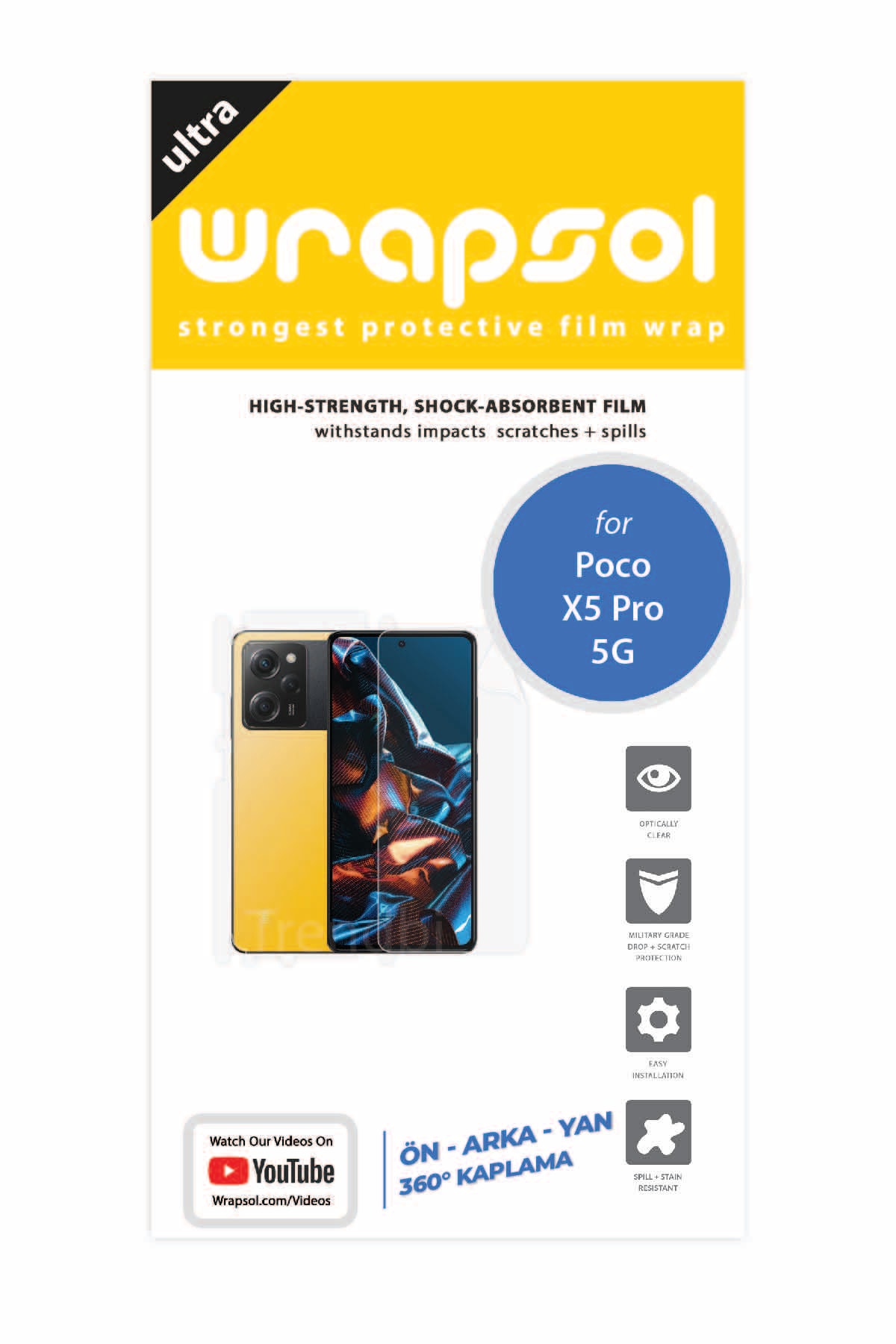 Xiaomi Poco X5 Pro 5G - Fullbody Koruyucu Parlak Şeffaf Poliüretan Film (150 micron)