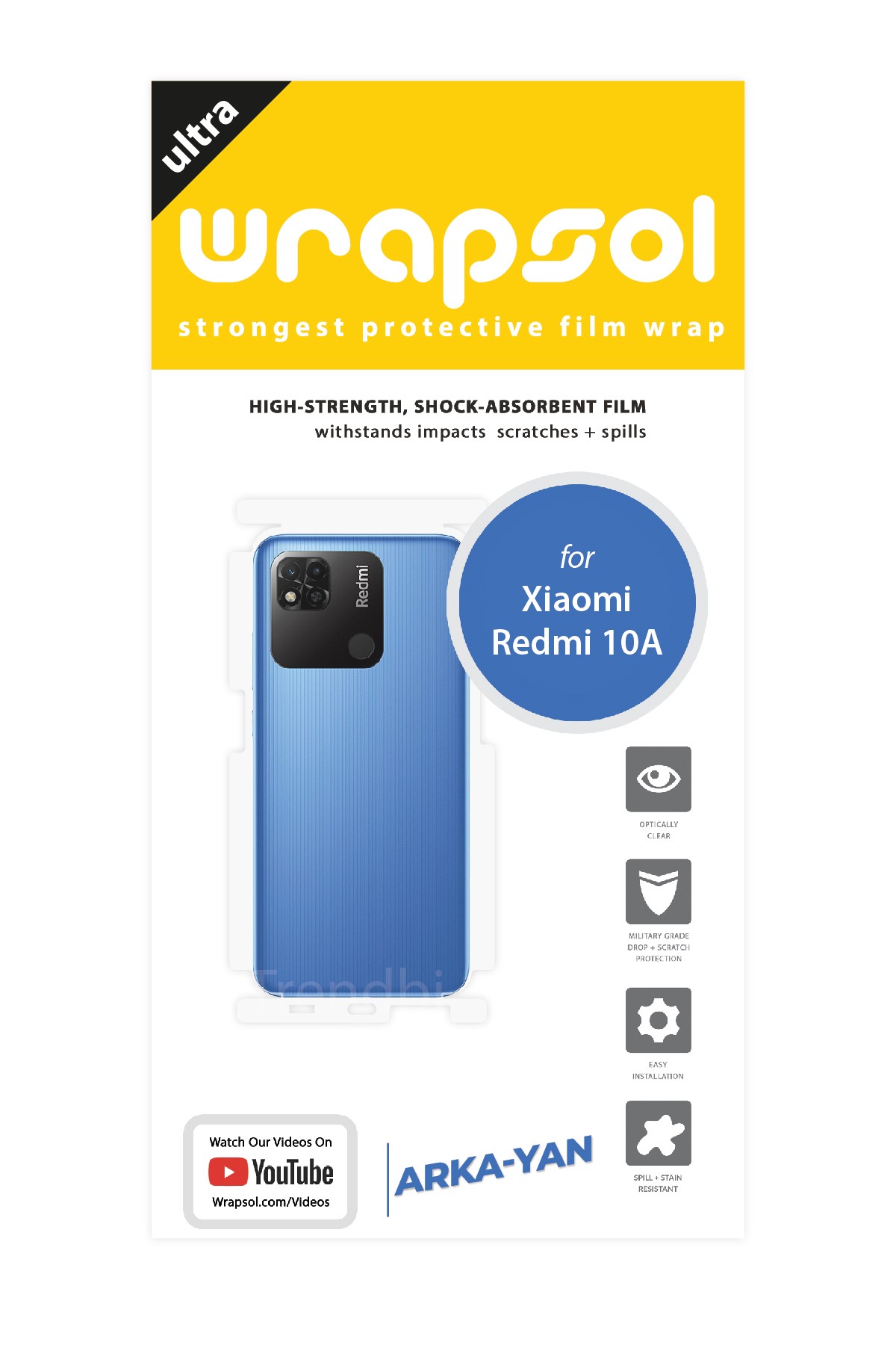 Xiaomi Redmi 10A - Arka/Yan Koruyucu Parlak Şeffaf Poliüretan Film (150 micron)