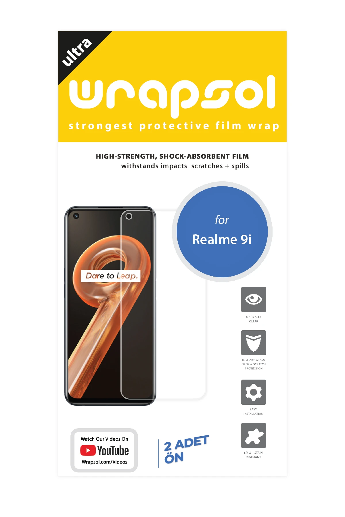 Realme 9i - Ekran Koruyucu Parlak Şeffaf Poliüretan Film (150 mikron)