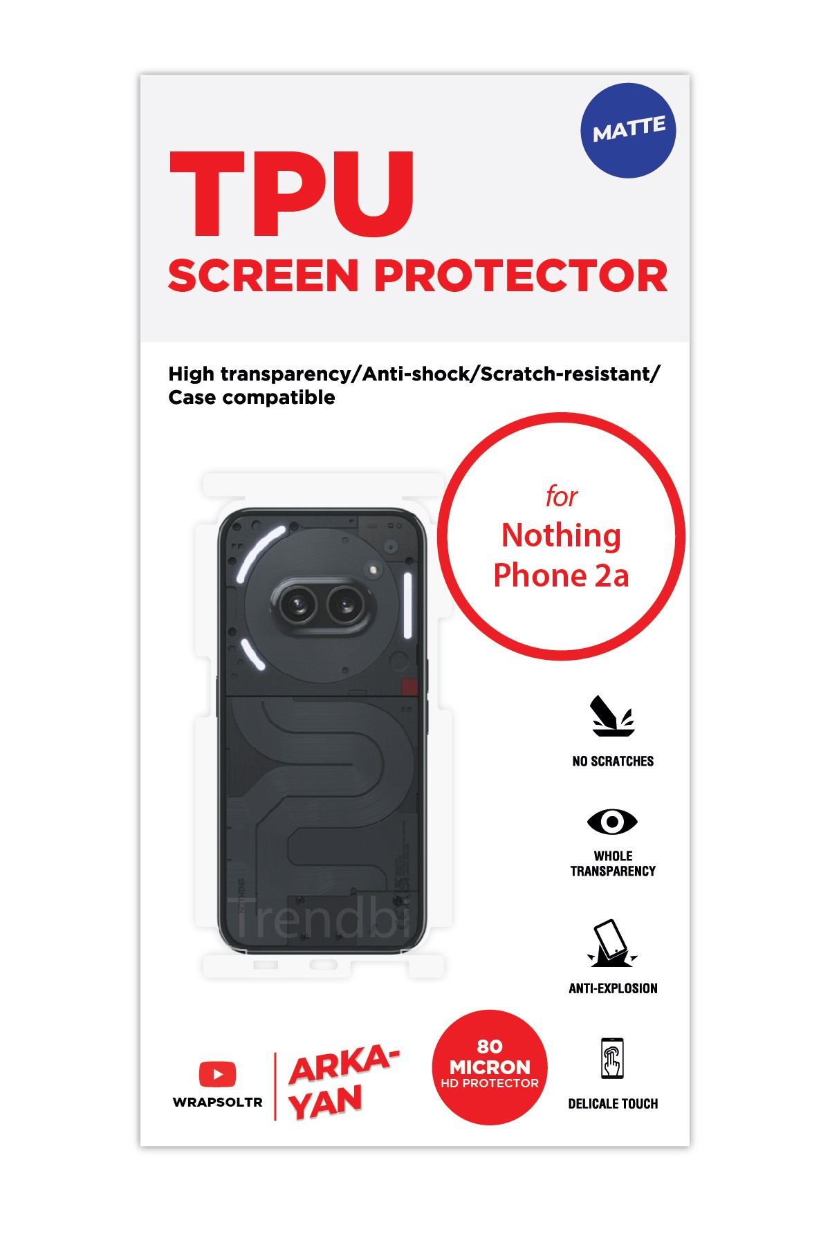 Nothing Phone 2a - Arka/Yan Koruyucu Mat TPU Film (80 micron)