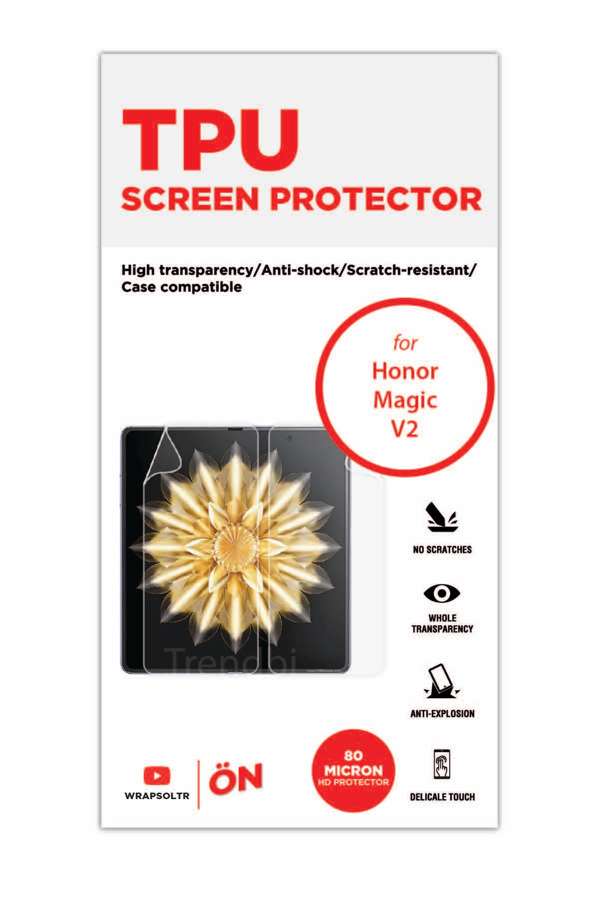 Honor Magic V2 - Ekran Koruyucu Parlak Şeffaf TPU Film (80 micron)