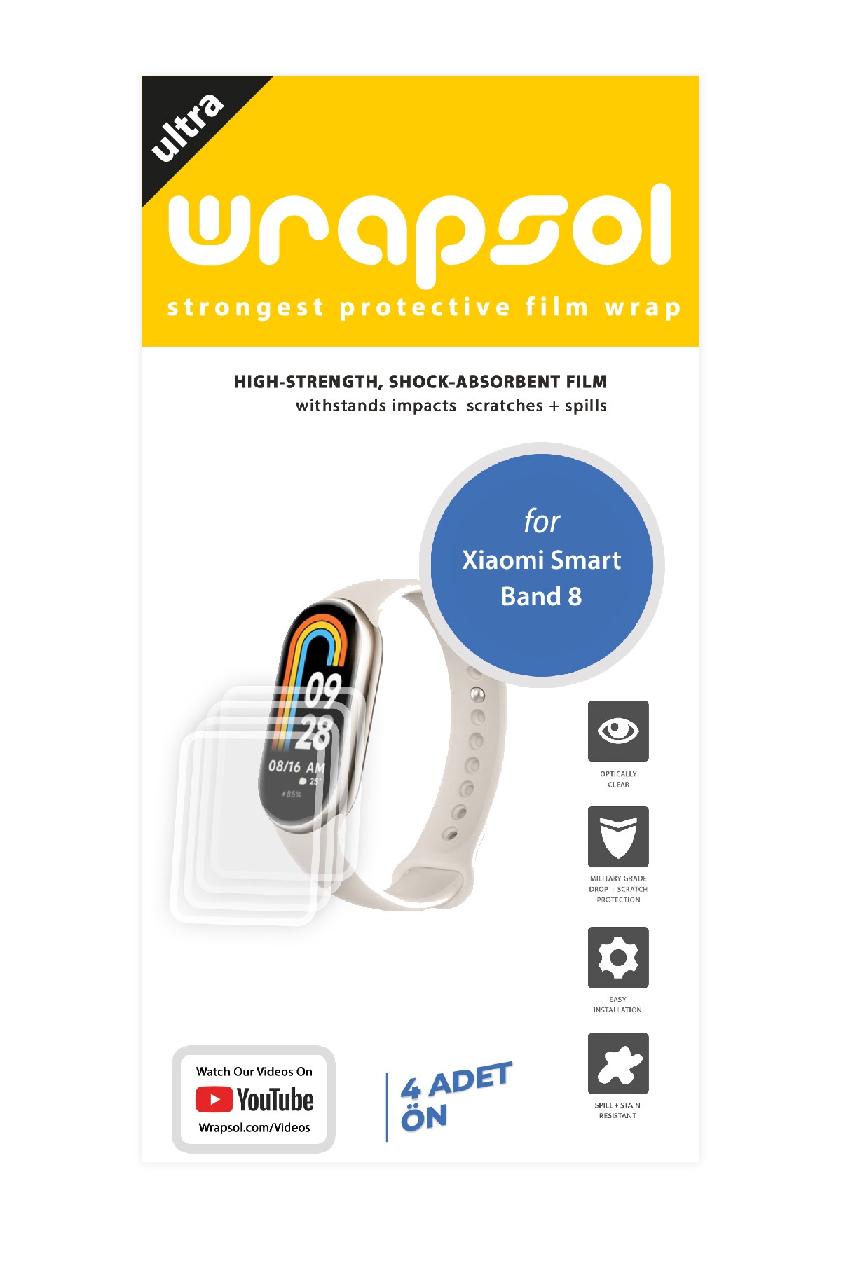 Xiaomi Smart Band 8 - Ekran Koruyucu Parlak Şeffaf Poliüretan Film (150 mikron)