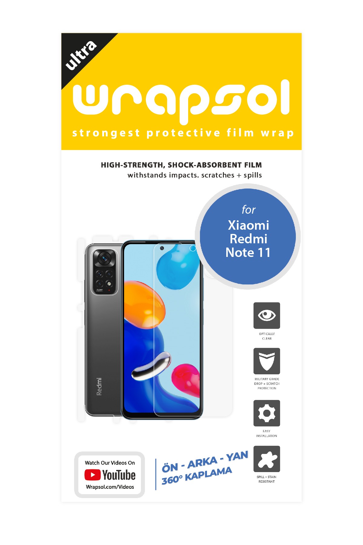 Xiaomi Redmi Note 11 - Fullbody Koruyucu Parlak Şeffaf Poliüretan Film (150 micron)