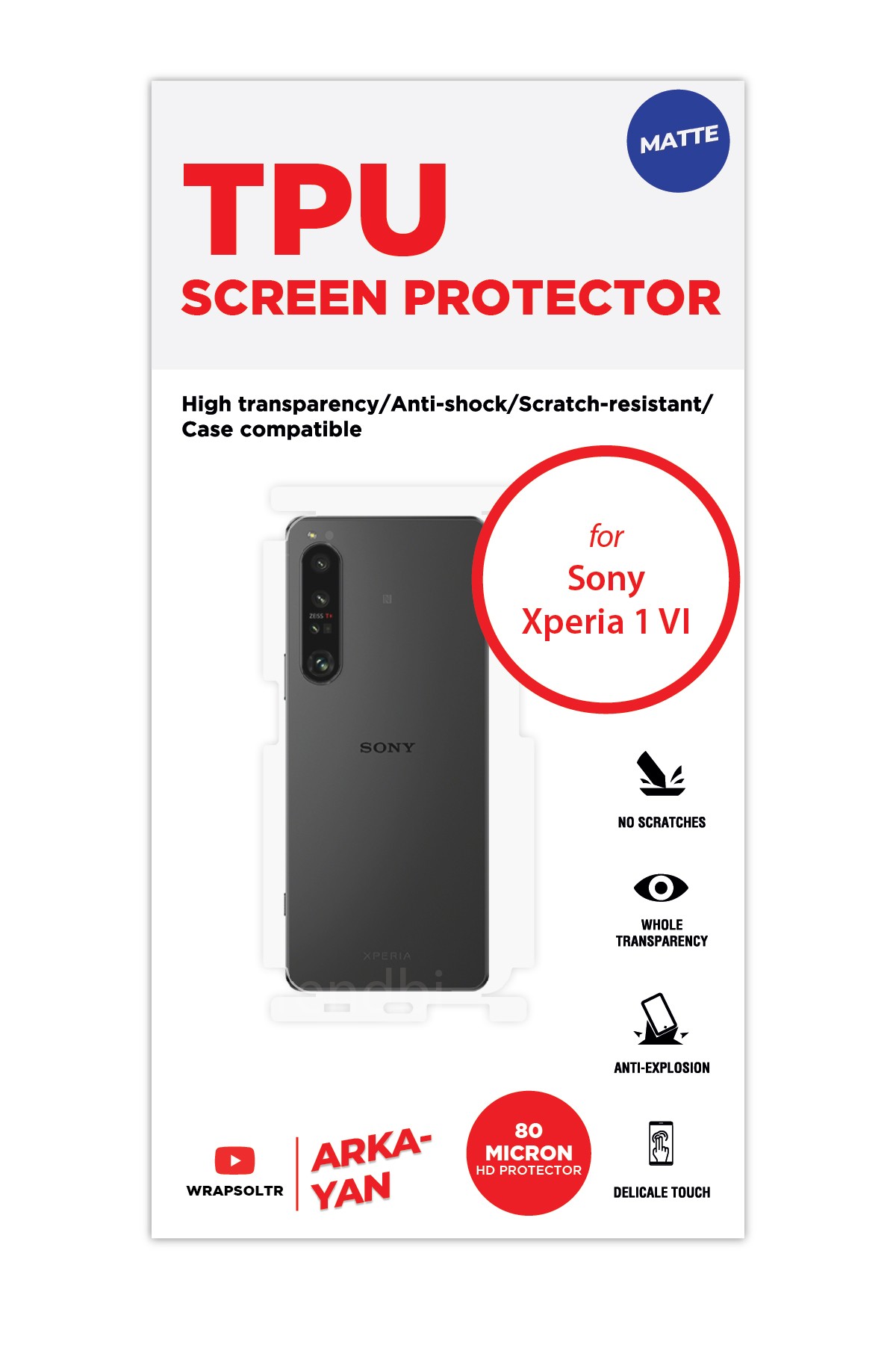 Sony Xperia 1 VI - Arka/Yan Koruyucu Mat TPU Film (80 micron)