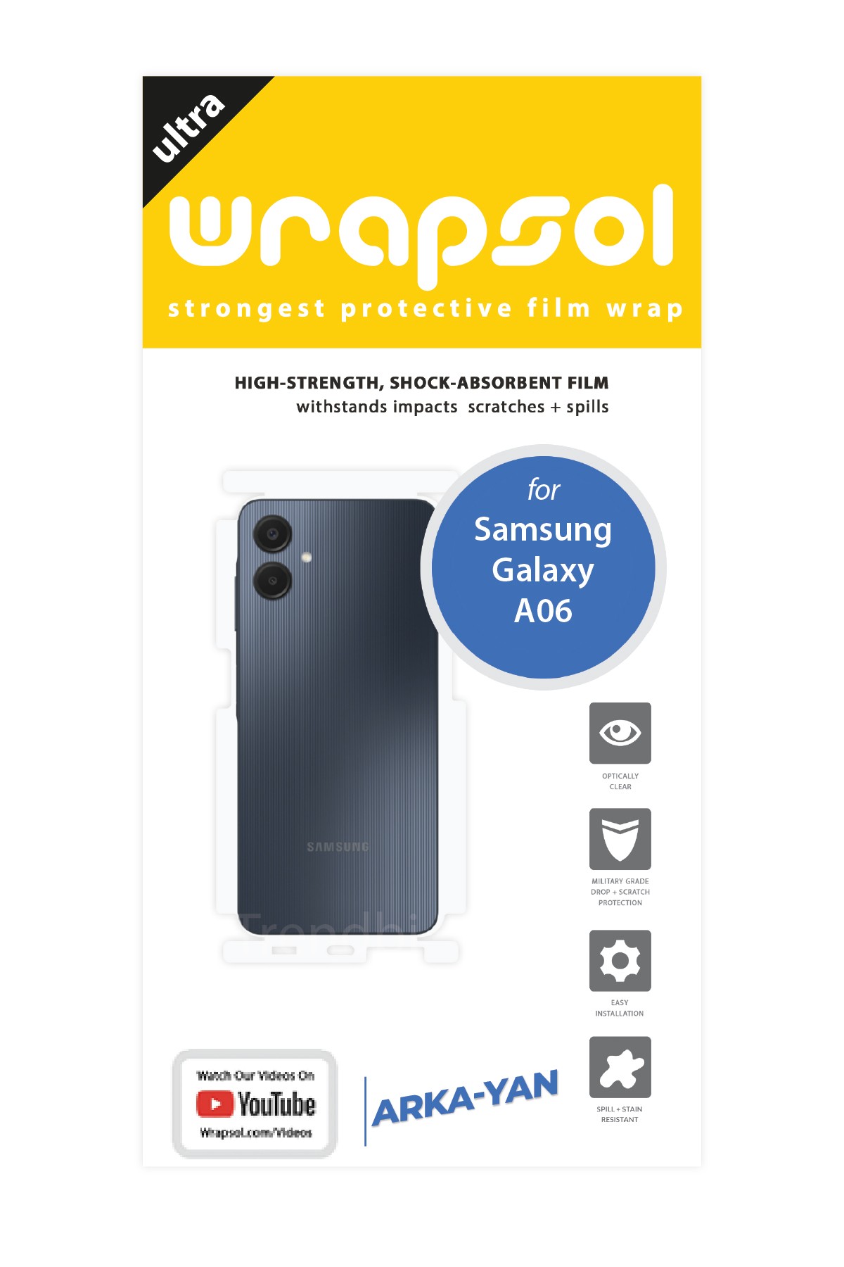 Samsung Galaxy a06 - Arka/Yan Koruyucu Parlak Şeffaf Poliüretan Film (150 micron)
