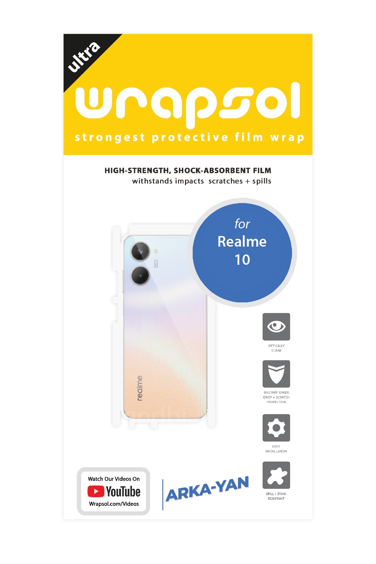Realme 10 - Arka/Yan Koruyucu Parlak Şeffaf Poliüretan Film (150 micron)