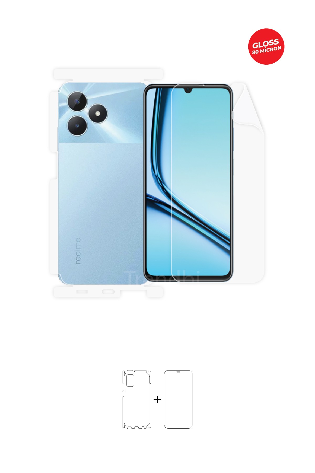 Realme Note 50 - Fullbody Koruyucu Parlak Şeffaf TPU Film (80 micron)