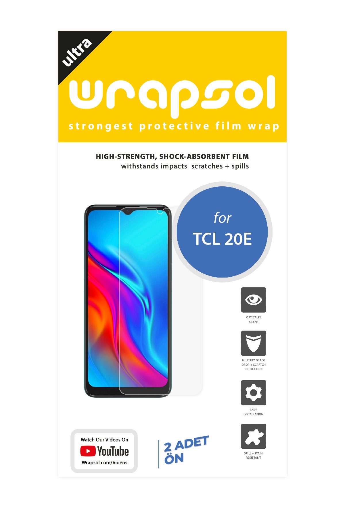 TCL 20e - Ekran Koruyucu Parlak Şeffaf Poliüretan Film (150 mikron)
