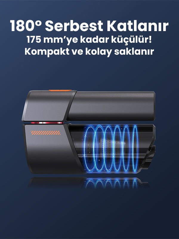 Oto Araç Süpürgesi Katlanabilir Vakumlu Üflemeli Şarjlı Çok Fonksiyonlu Ev Araba Kamp 15000pa Çekim