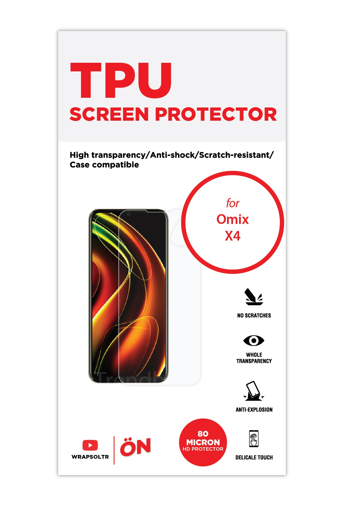 Omix X4 - Ekran Koruyucu Parlak Şeffaf TPU Film (80 micron)