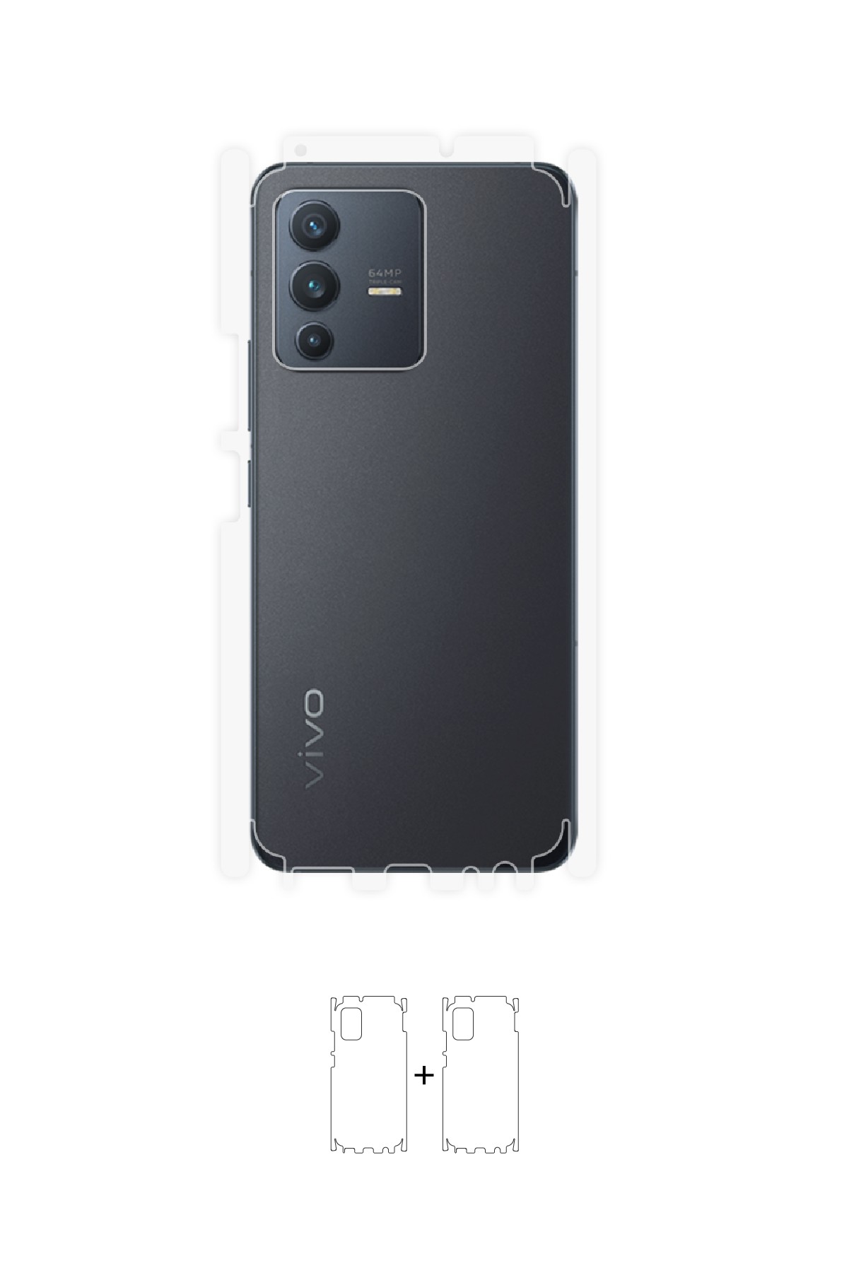 Vivo V23 5G - Arka/Yan Koruyucu Parlak Şeffaf Poliüretan Film (150 micron)