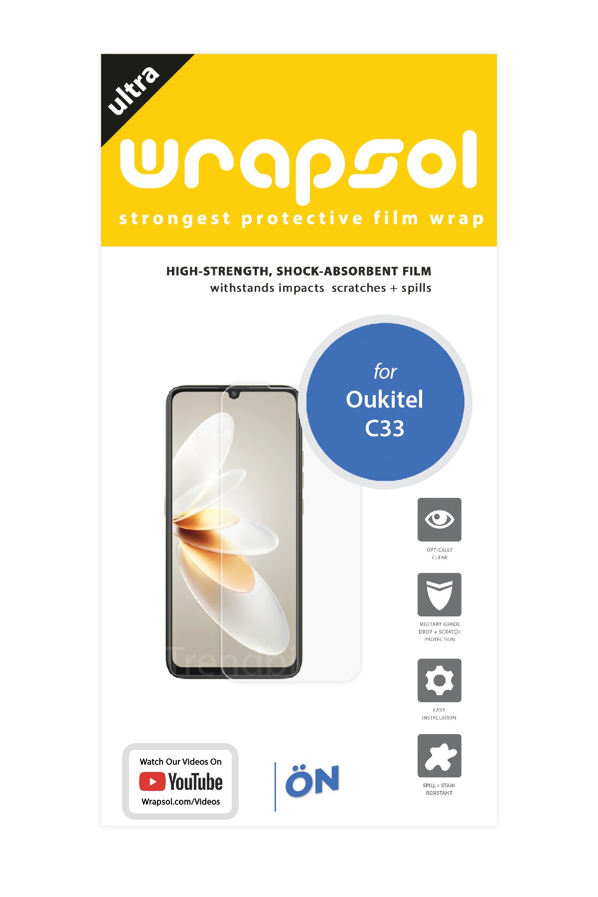 Oukitel C33 - Ekran Koruyucu Parlak Şeffaf Poliüretan Film (150 mikron)