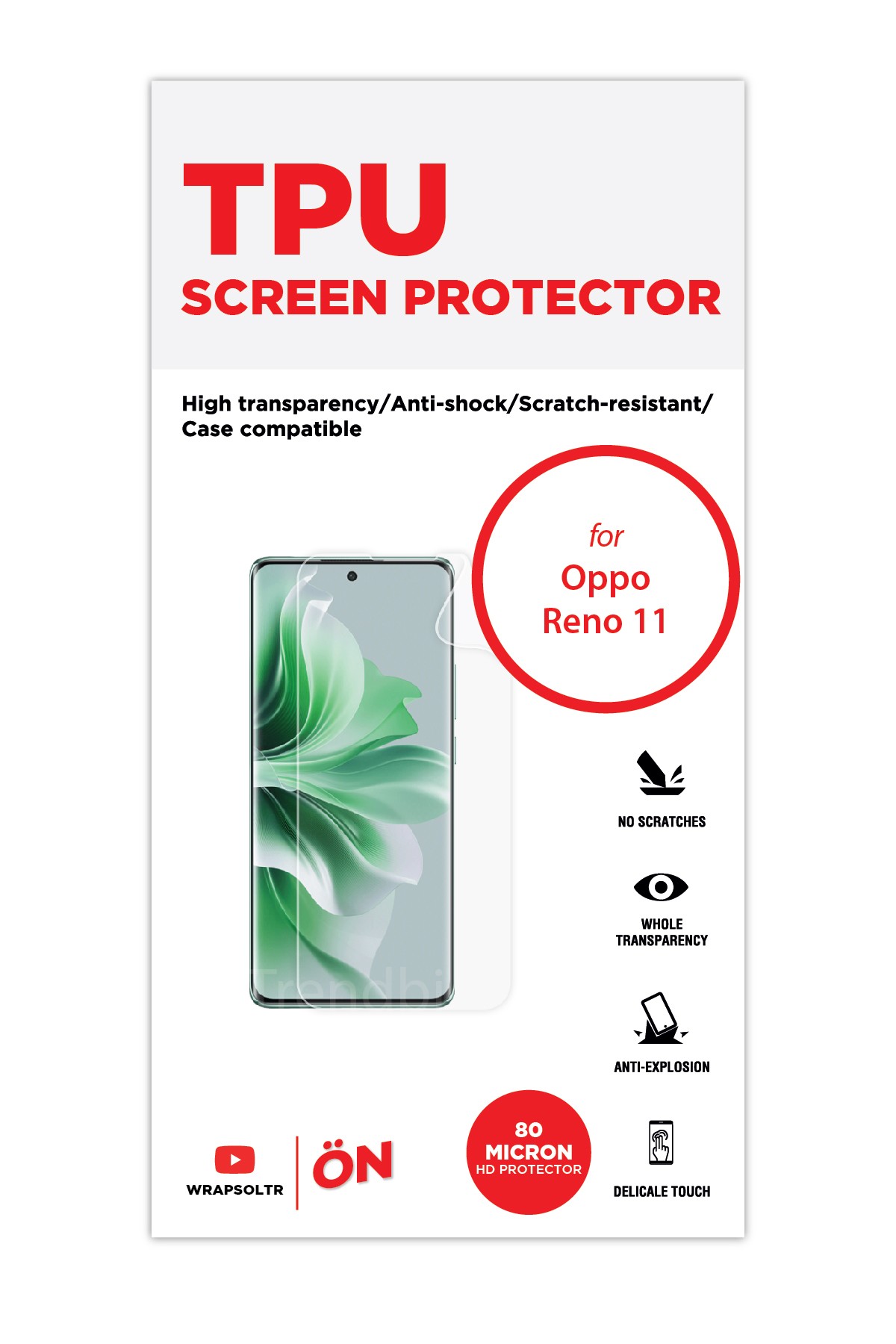 Oppo Reno 11 - Ekran Koruyucu Parlak Şeffaf TPU Film (80 micron)