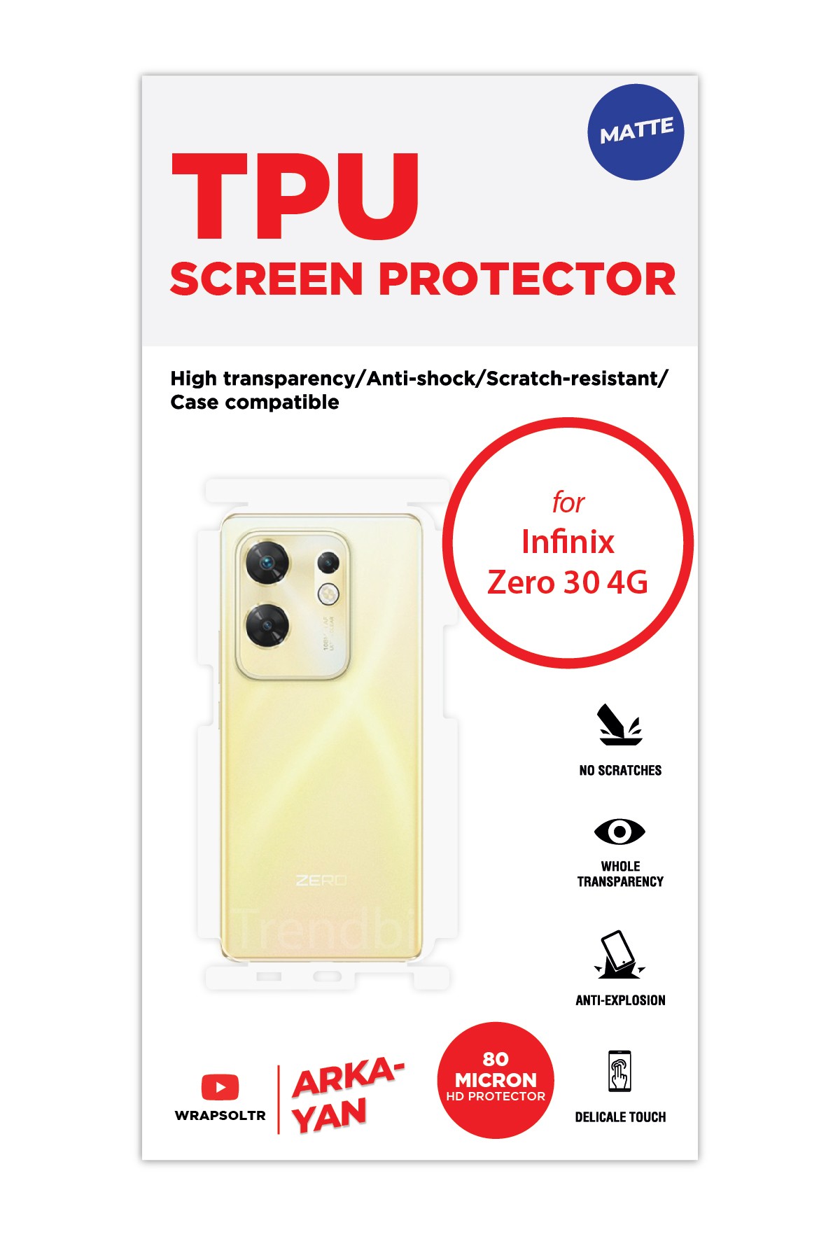 Infinix Zero 30 - Arka/Yan Koruyucu Mat TPU Film (80 micron)