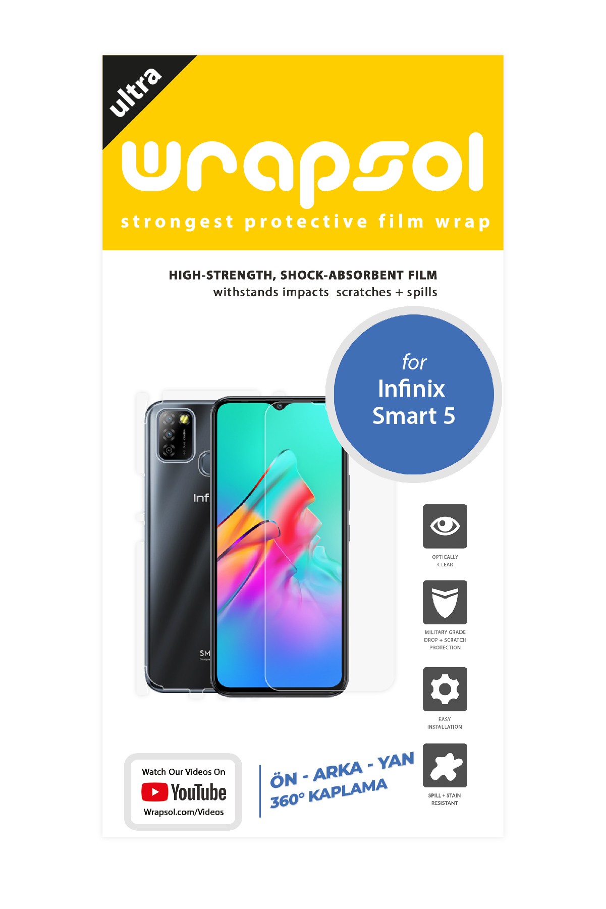 Infinix Smart 5 - Fullbody Koruyucu Parlak Şeffaf Poliüretan Film (150 micron)