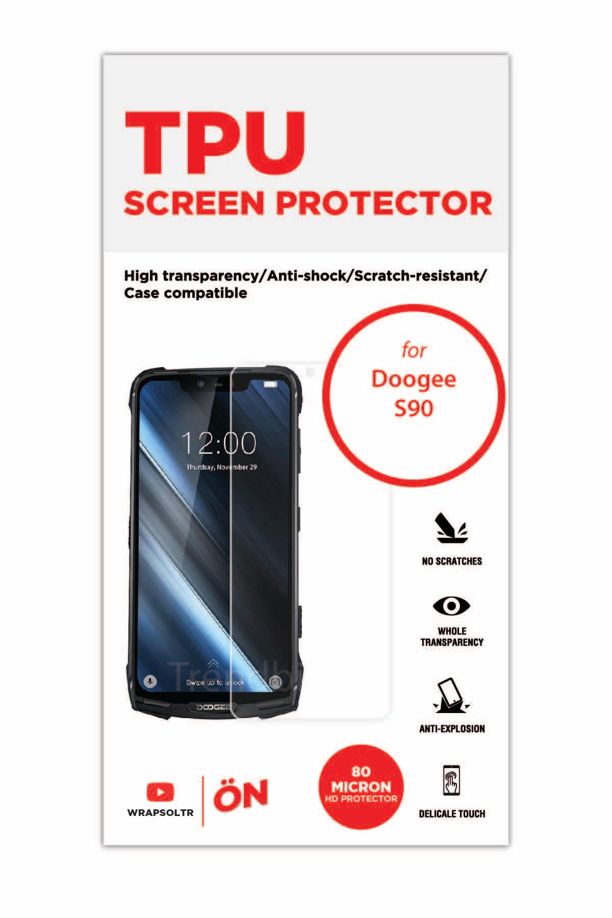 Doogee S90 - Ekran Koruyucu Parlak Şeffaf TPU Film (80 micron)