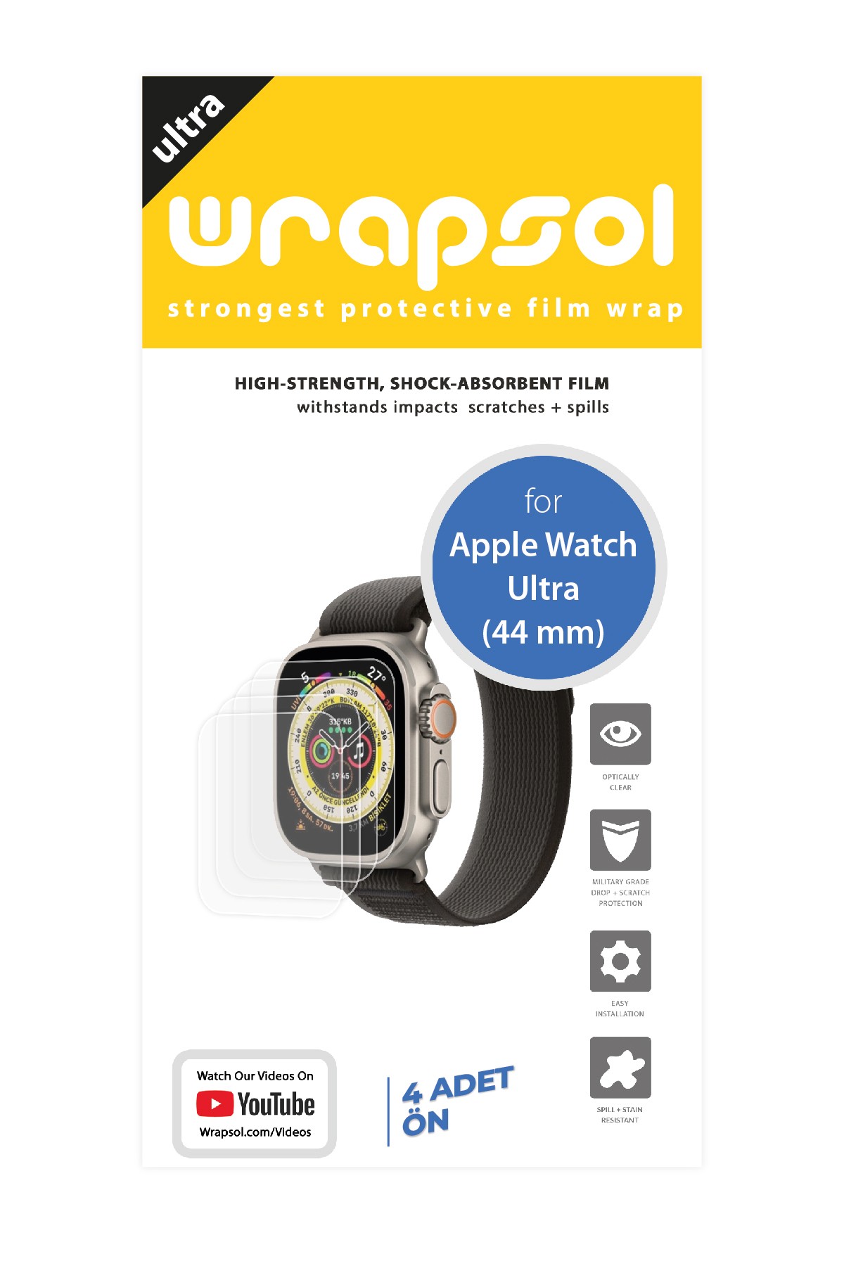 Apple Watch Ultra 49 mm - Ekran Koruyucu Parlak Şeffaf Poliüretan Film (150 mikron)