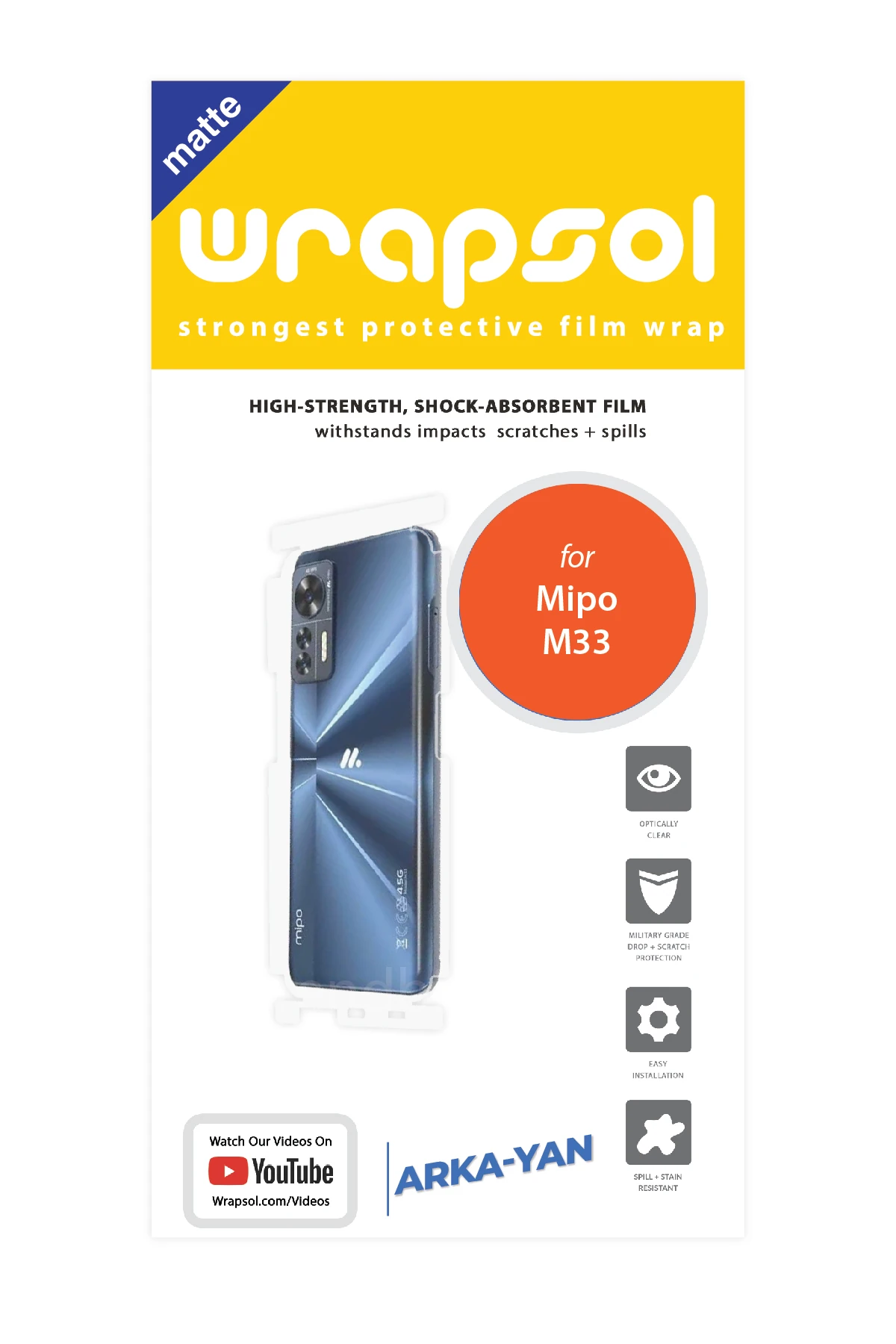 Mipo M33 - Arka/Yan Koruyucu Mat Şeffaf Poliüretan Film (150 micron)