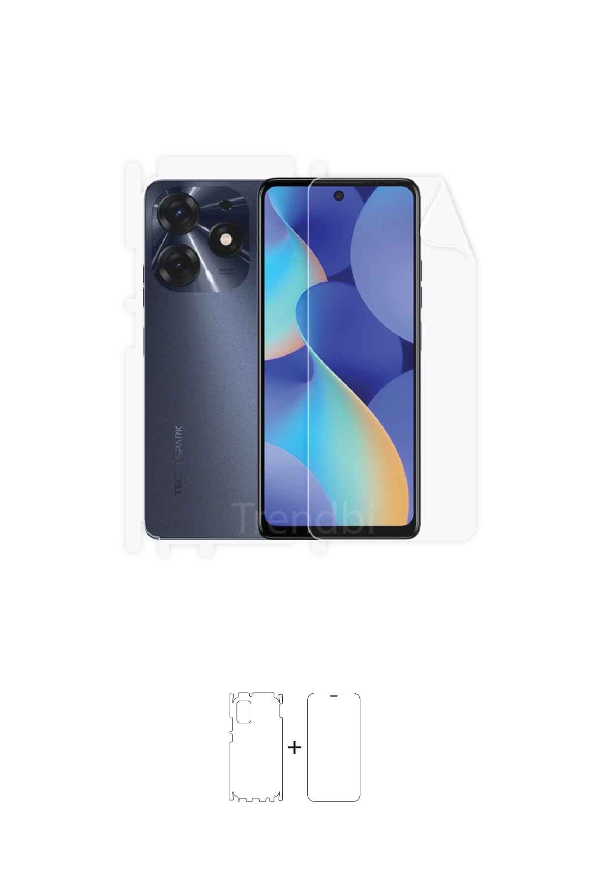 Tecno Spark 10 Pro - Fullbody Koruyucu Parlak Şeffaf Poliüretan Film (150 micron)