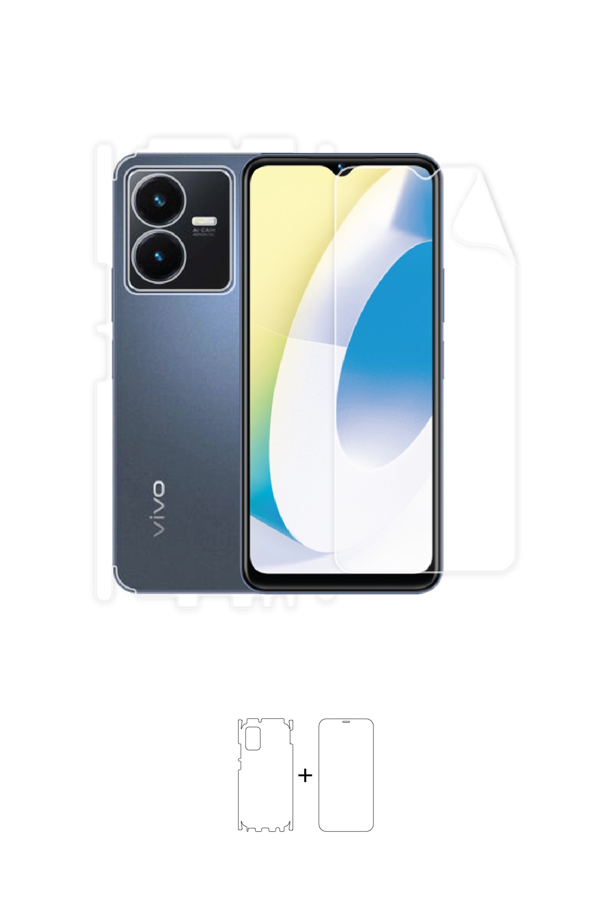Vivo Y22s - Fullbody Koruyucu Parlak Şeffaf Poliüretan Film (150 micron)