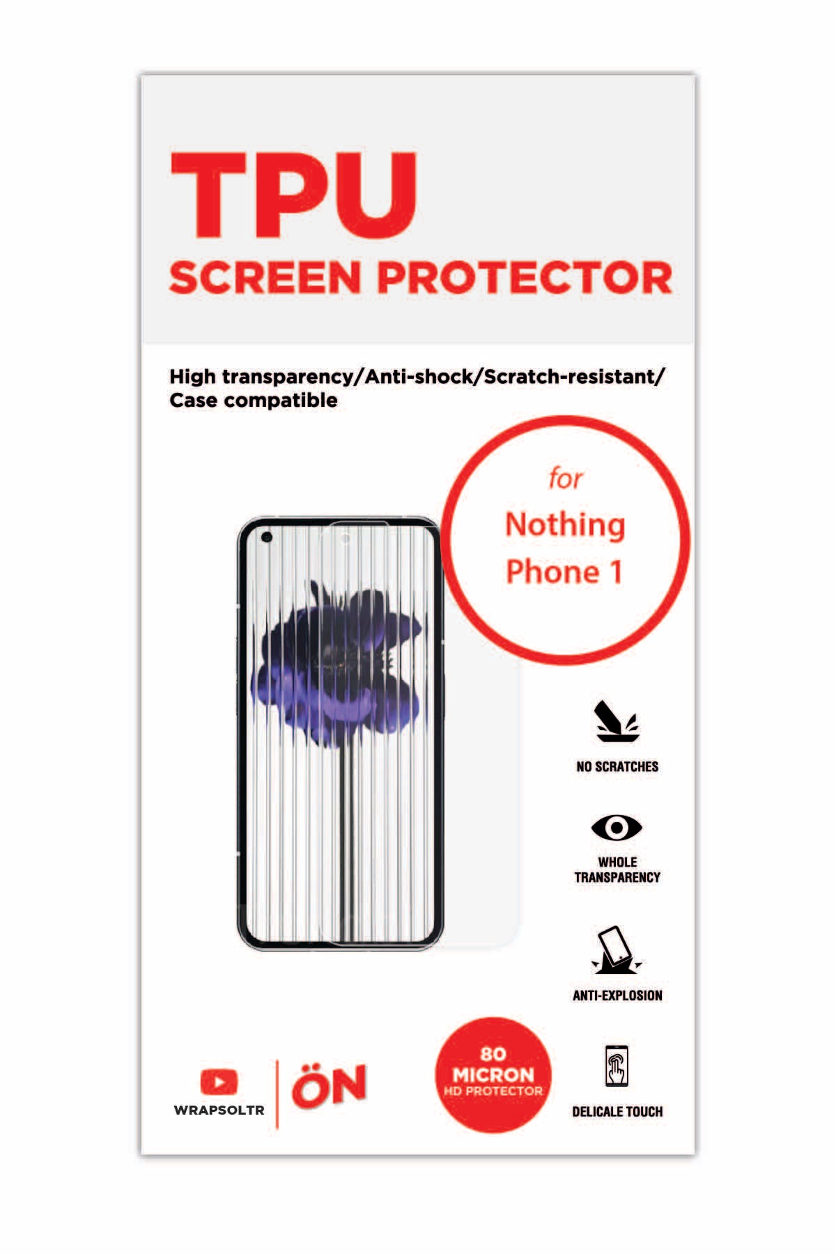 Nothing Phone 1 - Ekran Koruyucu Parlak Şeffaf TPU Film (80 micron)