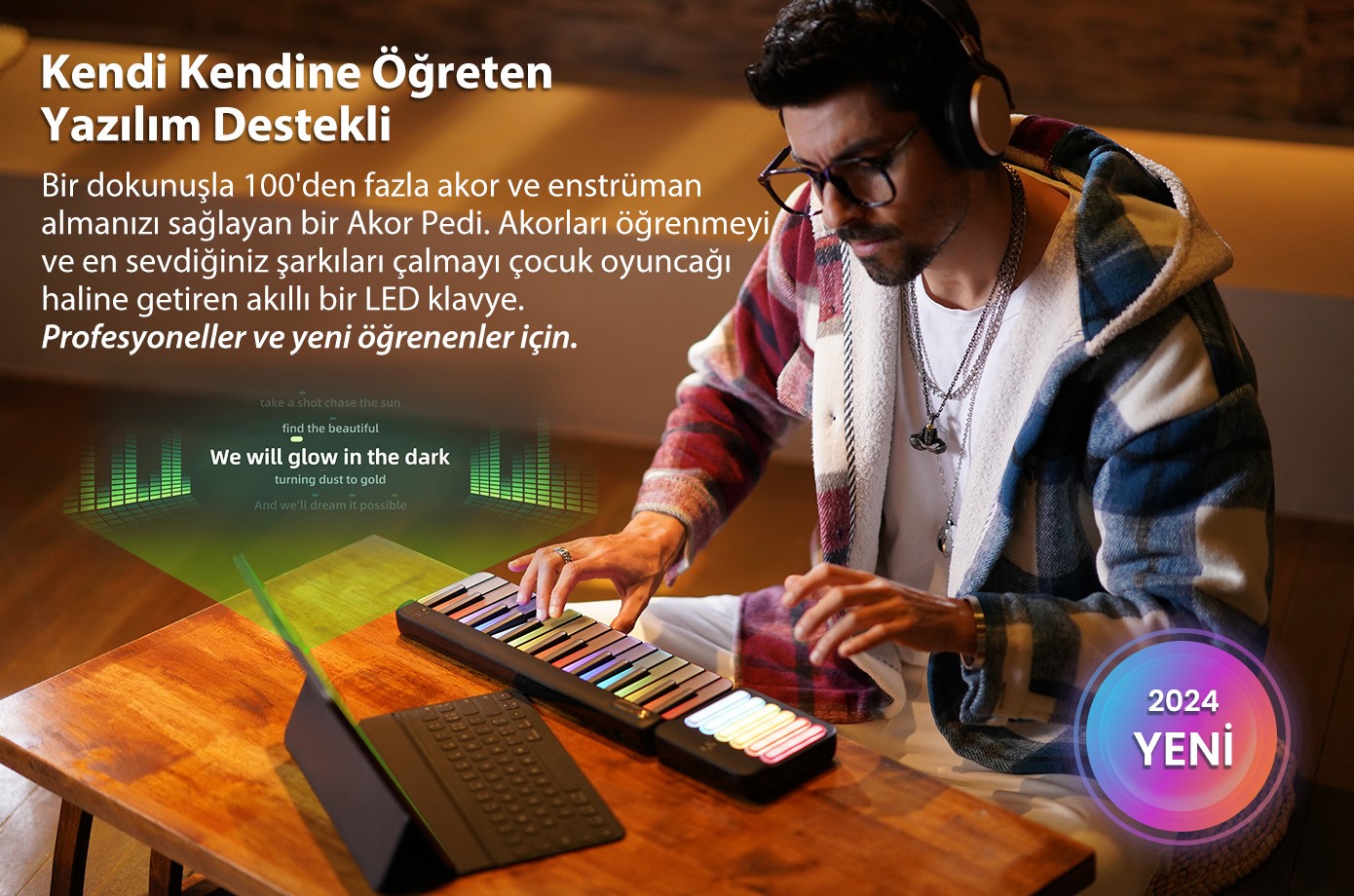 Popupiano Akıllı Taşınabilir Dijital Piyano - Uygulama Destekli Eğitici Müzik Aleti Çocuk - Yetişkin