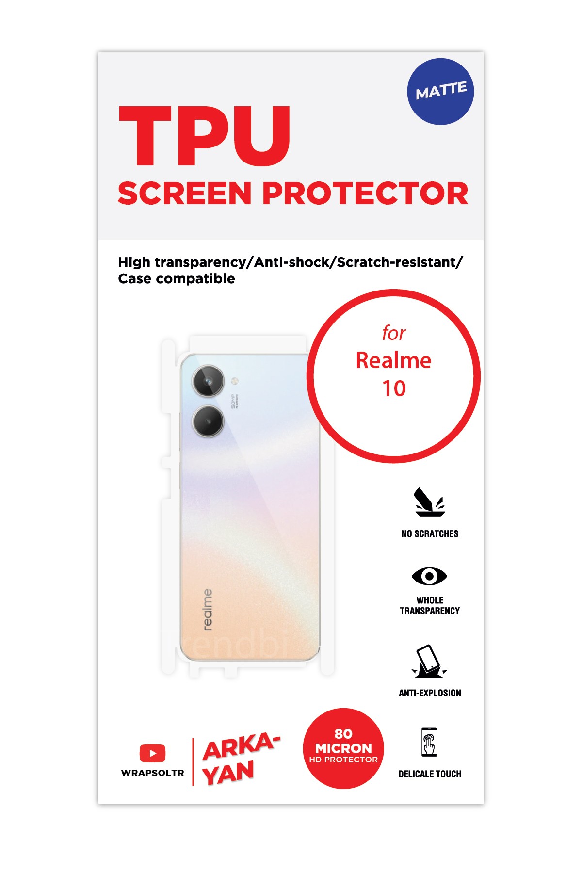 Realme 10 - Arka/Yan Koruyucu Mat TPU Film (80 micron)