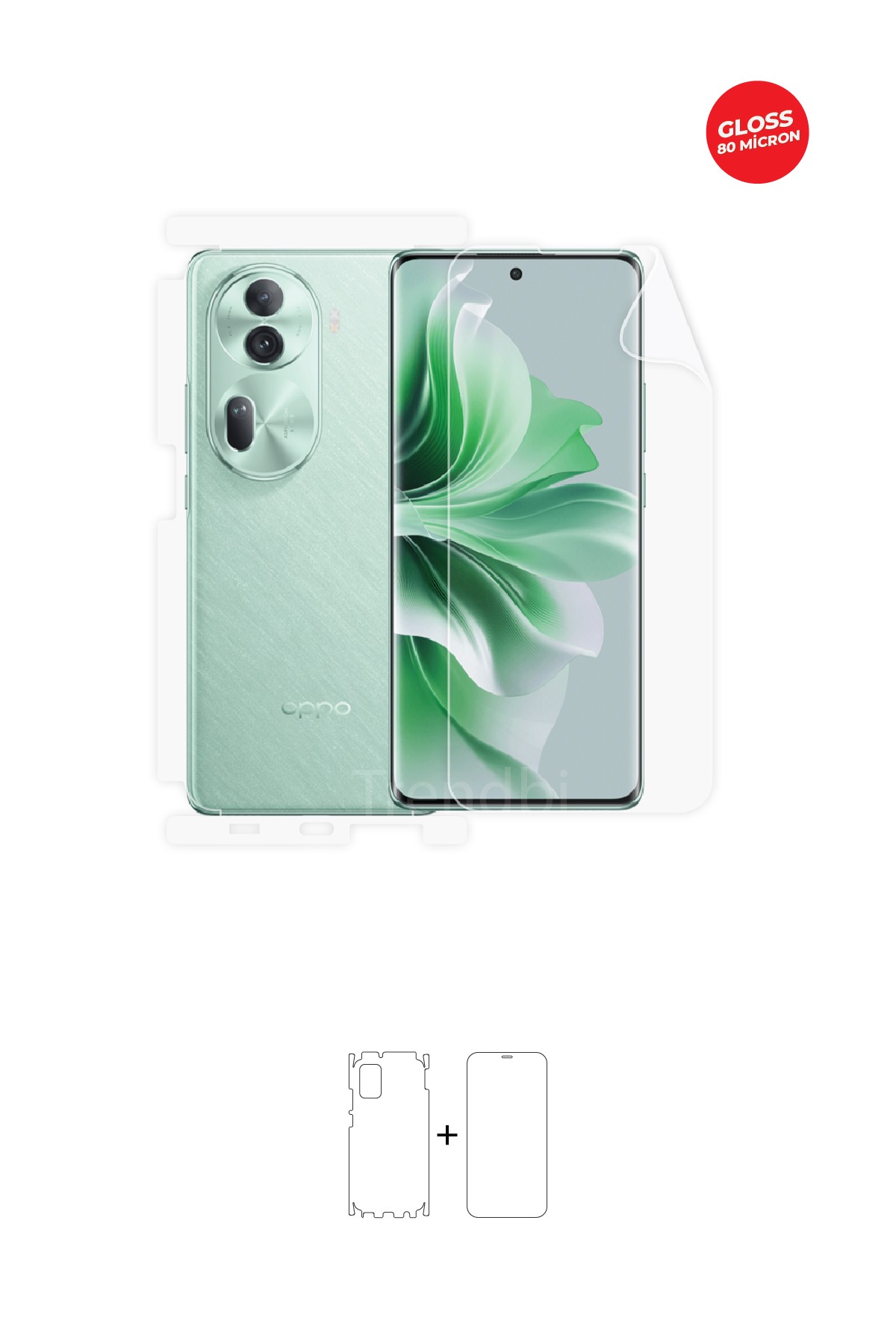 Oppo Reno 11 - Fullbody Koruyucu Parlak Şeffaf TPU Film (80 micron)