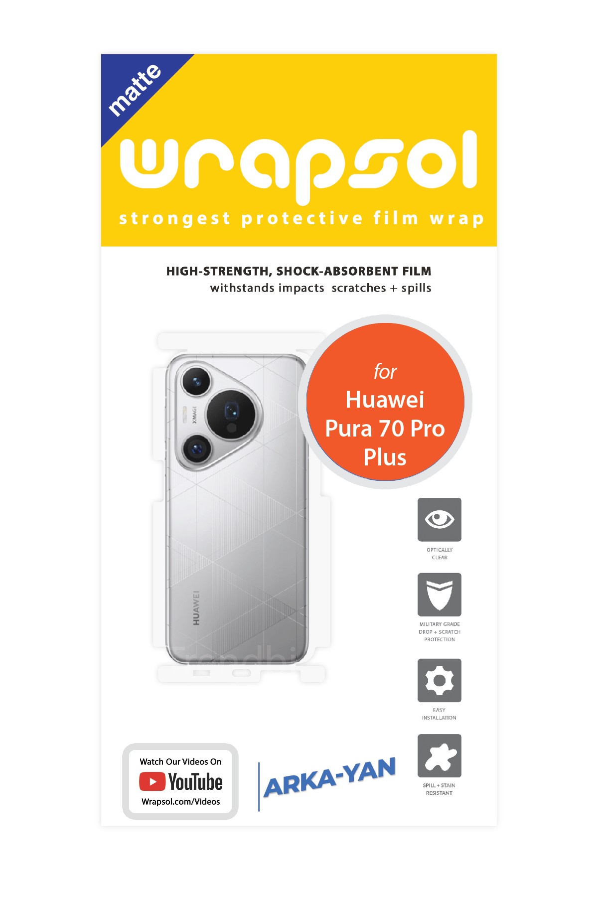 Huawei Pura 70 Pro Plus - Arka/Yan Koruyucu Mat Şeffaf Poliüretan Film (150 micron)