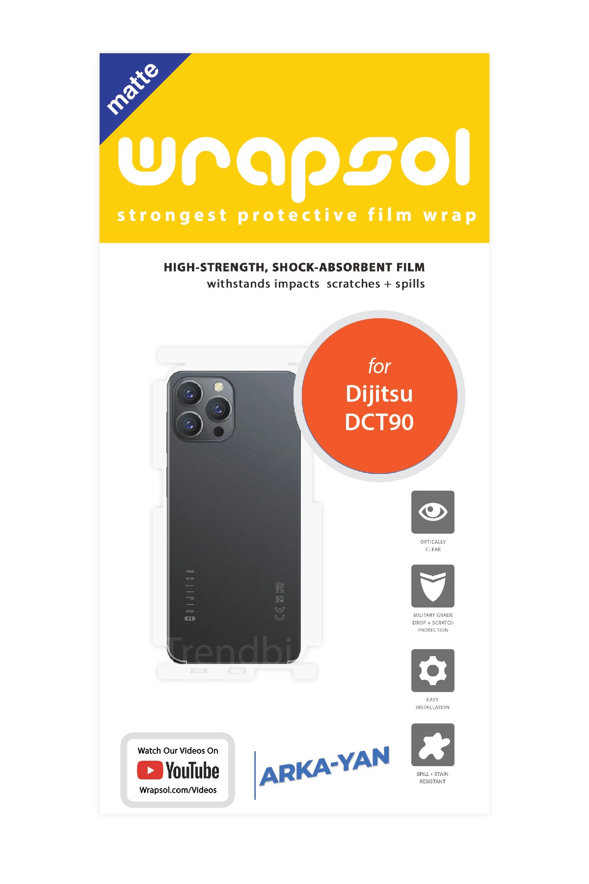 Dijitsu Dct90 - Arka/Yan Koruyucu Mat Şeffaf Poliüretan Film (150 micron)