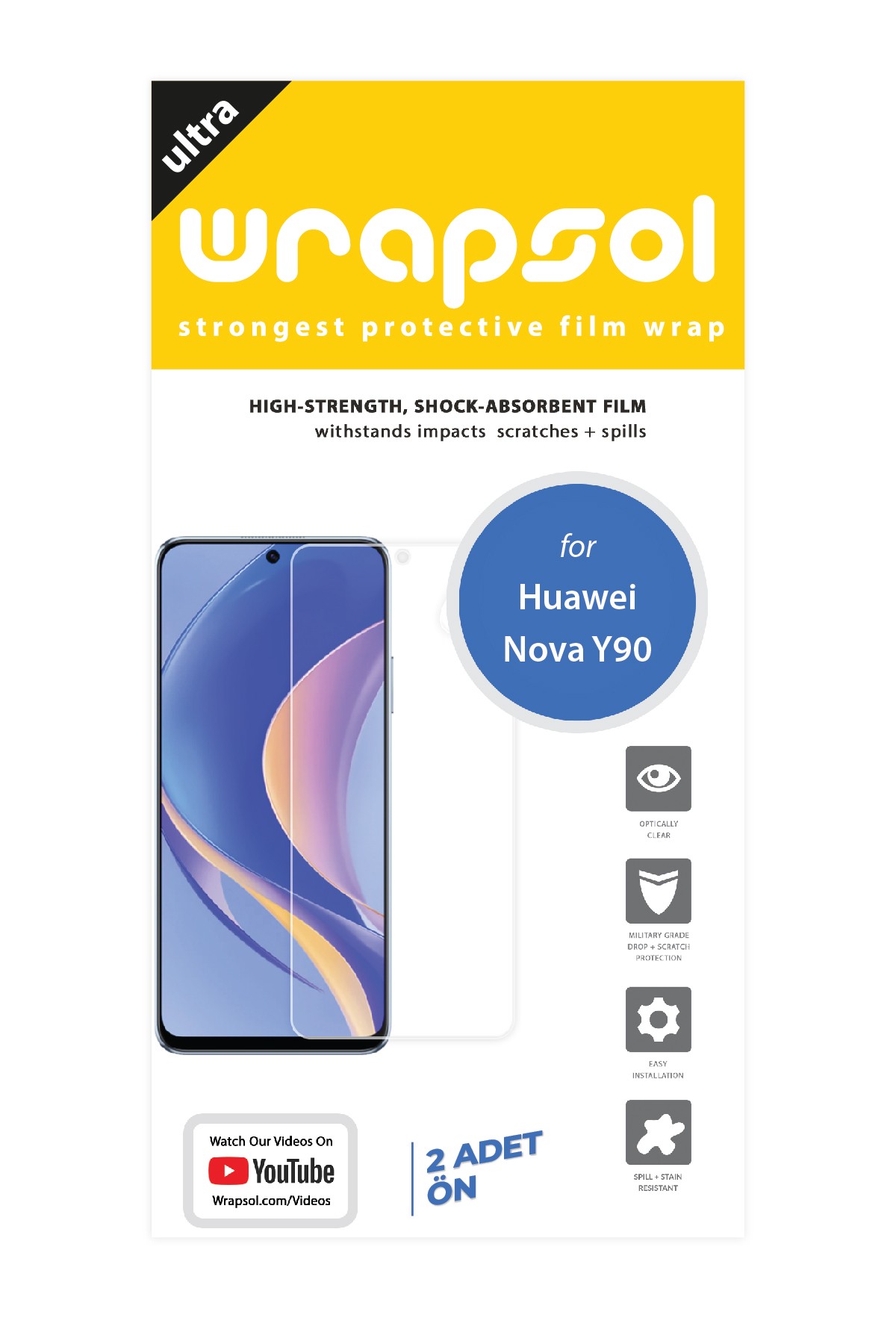 Huawei Nova Y90 - Ekran Koruyucu Parlak Şeffaf Poliüretan Film (150 mikron)