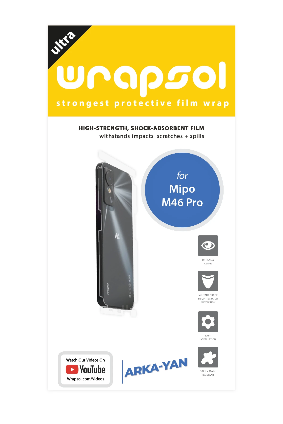 Mipo M46 Pro - Arka/Yan Koruyucu Parlak Şeffaf Poliüretan Film (150 micron)