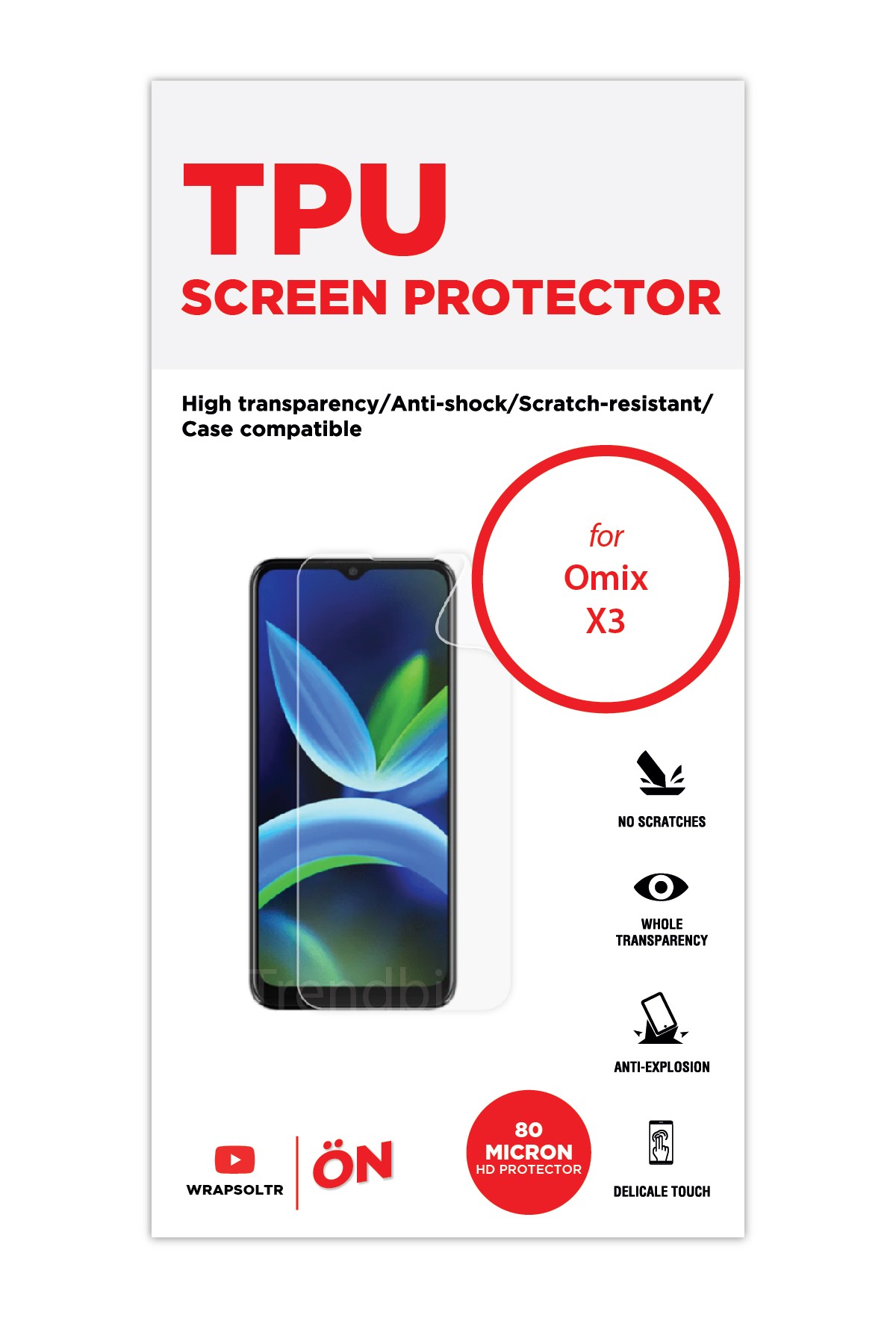 Omix X3 - Ekran Koruyucu Parlak Şeffaf TPU Film (80 micron)