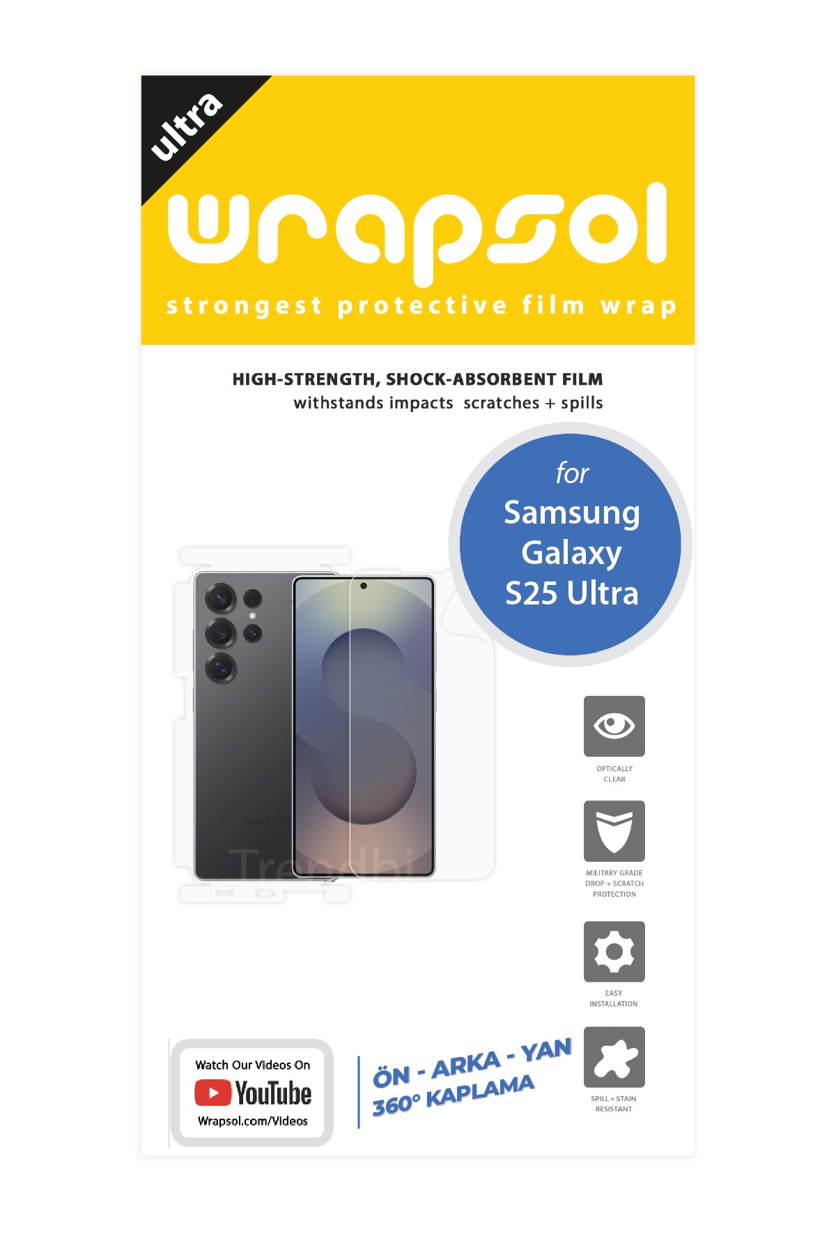 Samsung Galaxy S25 Ultra - Fullbody Koruyucu Parlak Şeffaf Poliüretan Film (150 micron)